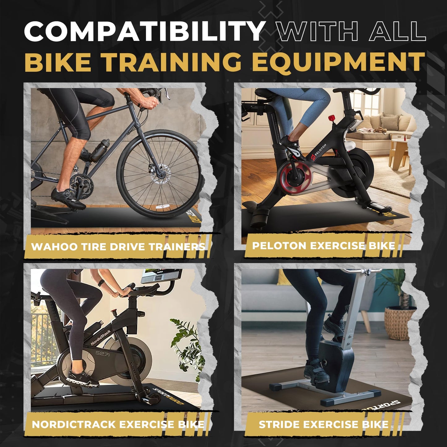 Exercise Bike Mat, Bike Trainer Mat, Stationary Bike Mat 30"x72" (76x183cm), Bike Matt Indoor Bike Mat Compatible with Peloton Bike Mat Under Bike, Treadmill Mat for Hardwood Floors Treadmill Pad
