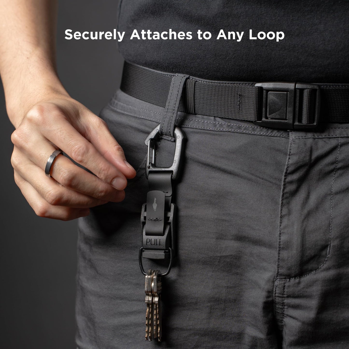 ALPAKA HUB Carabiner: Quick Release Keychain with Magnetic Belt Clip - EDC Carabiner for Keys - Tactical Gear & Backpack Accessories - Attach to ALPAKA Sling Bag, Belt Loops, and More