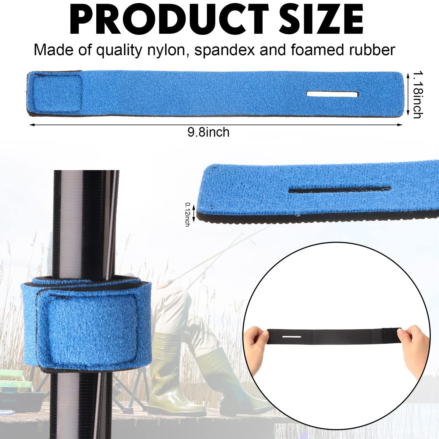 24 Pcs in Total, 12 Fishing Rod Sleeve and 12 Rod Strap, 66.93 Inch Braided Mesh Rod Socks Fishing Pole Covers with Rod Ties Straps for Fly Spinning Rod Casting Sea Rod Fishing Tool Accessories