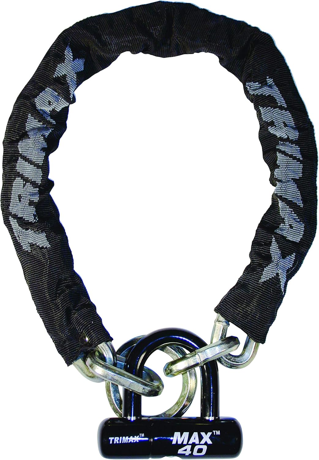 Trimax Thex Super Chain 3' 3" L with 12Mm Links & Max40 Disk Lock THEX3340, Wrap Packaging, Black