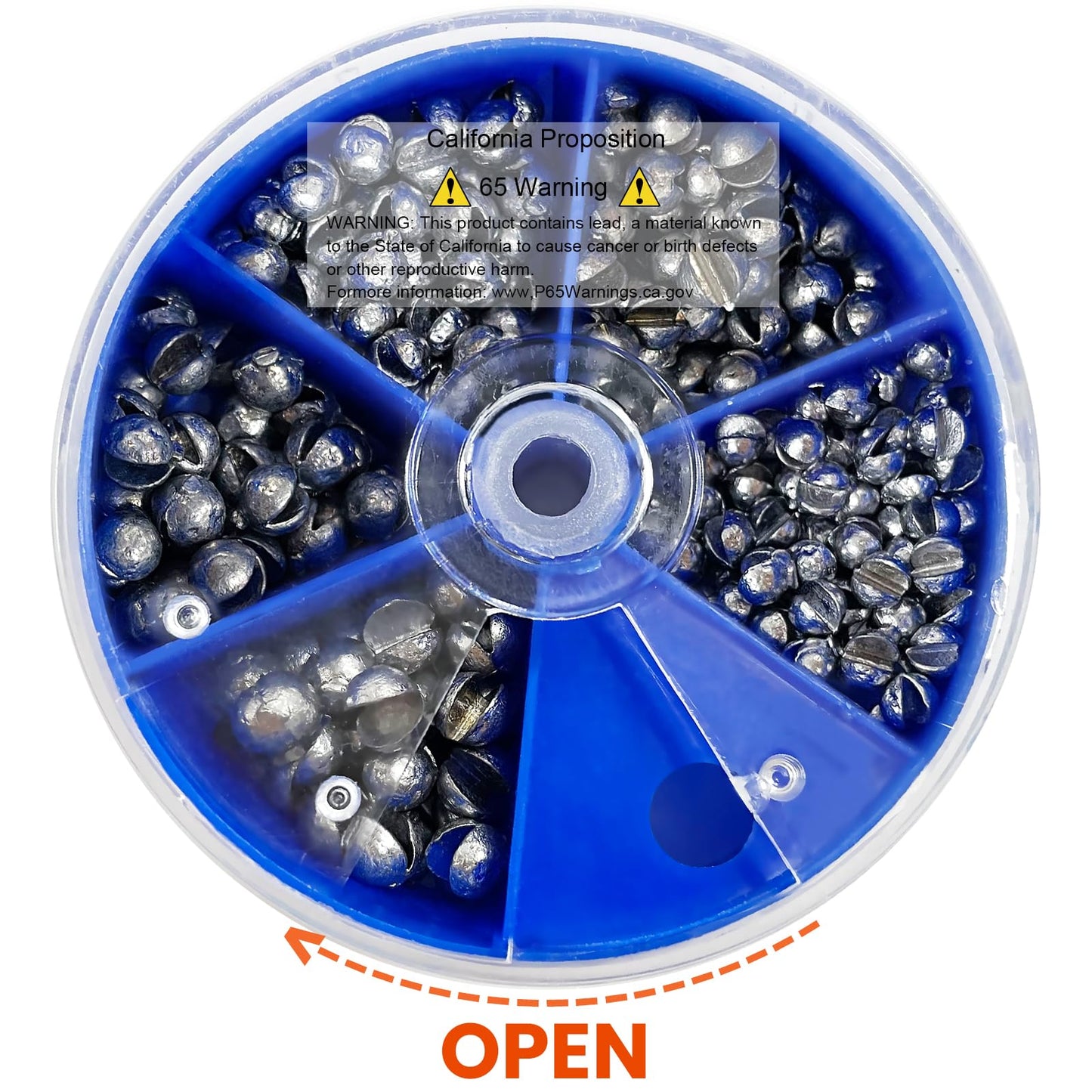 230pcs Fishing Weights Sinkers - Split Shot Fishing Sinkers Kit, 5 Size Round Removable Lead Fishing Weights, 1 Round Box Set Fishing Sinkers for Freshwater Saltwater(Blue Box) (230Pcs)