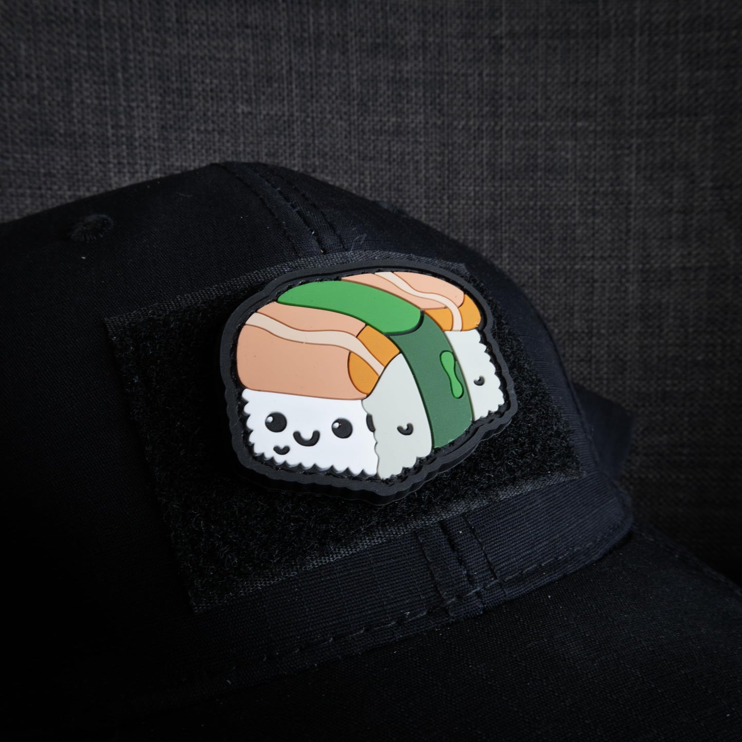 Kawaii Sushi Salmon Nigiri - Parody PVC Morale Patch | Hook & Loop Backing