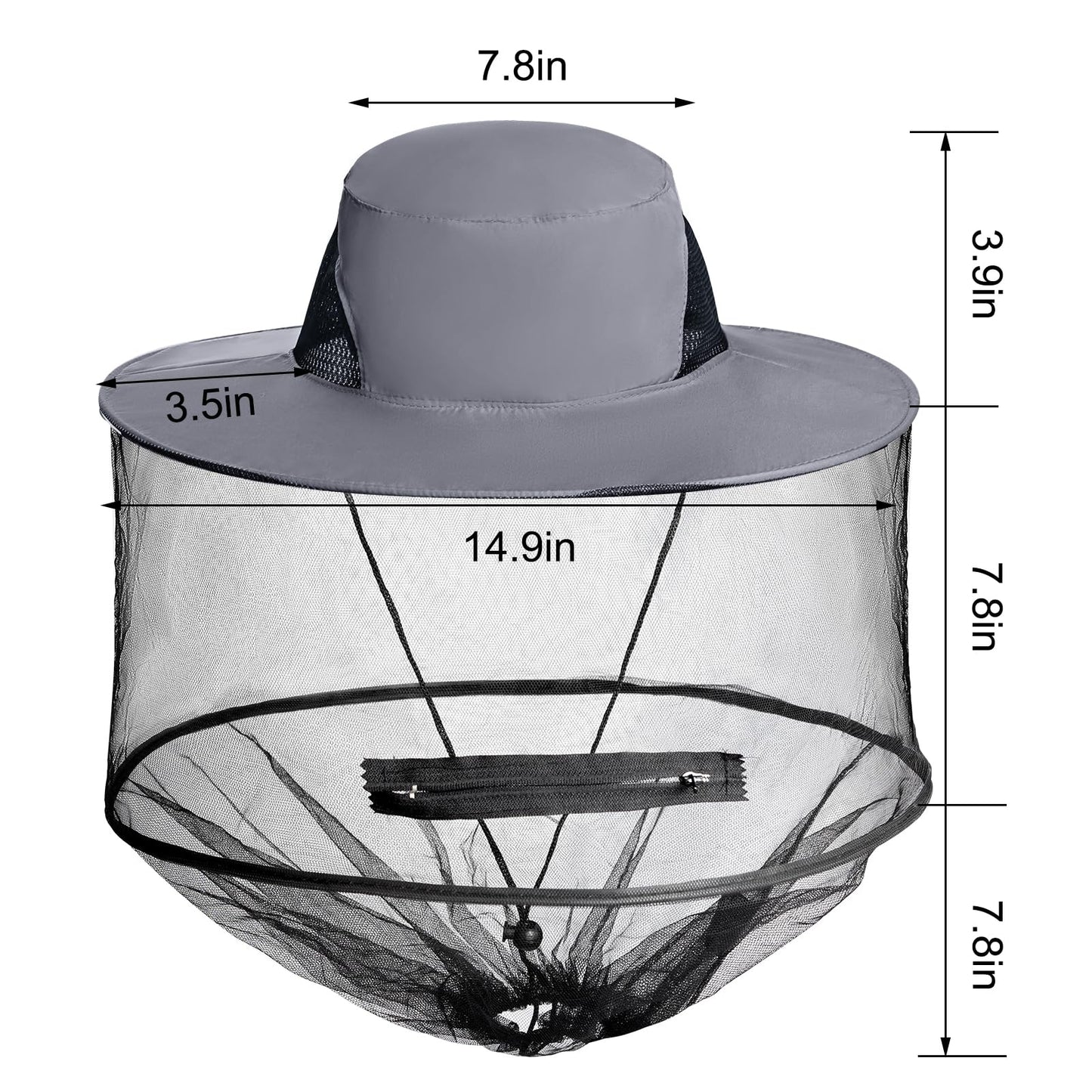 Sucrain 2 Pack Mosquito Head Net Hat Sun Hat Garden Bug Hat with Hidden Net Mesh for Outdoor Gardening (Dark Beige, Dark Grey)