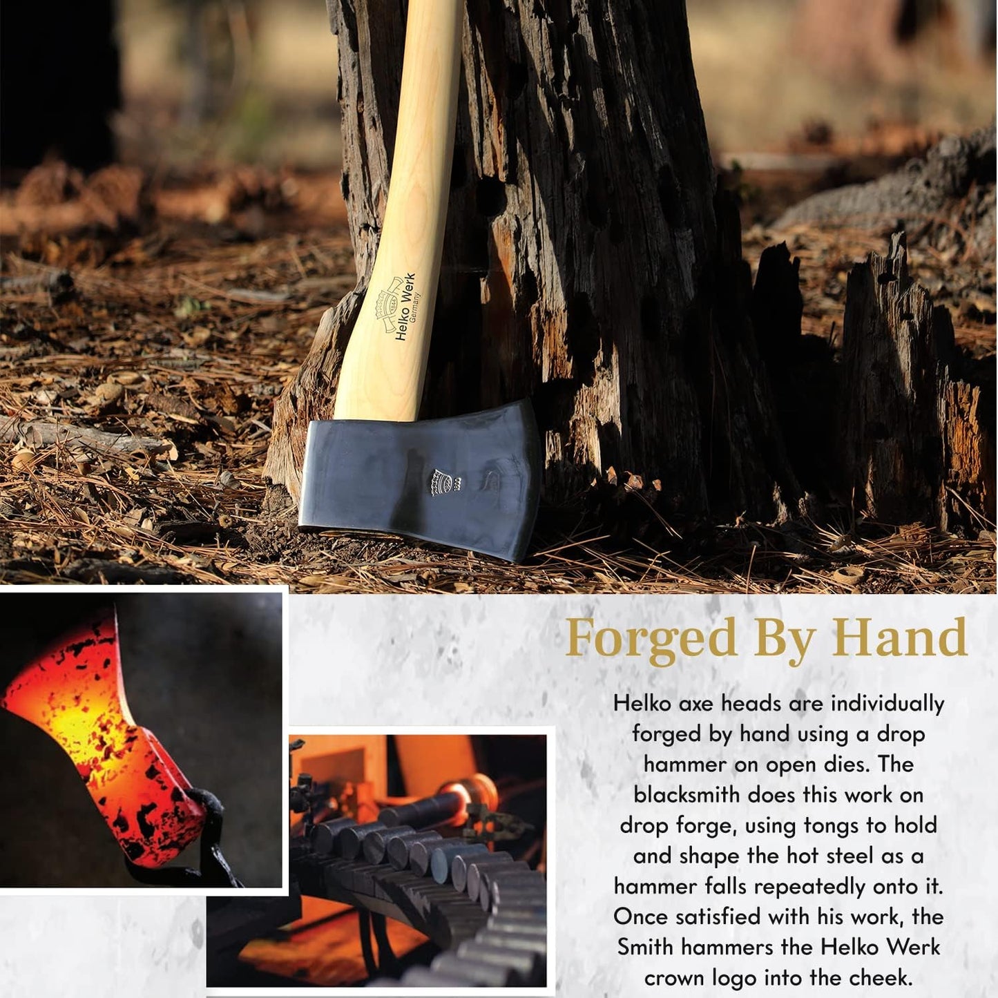 1844 Helko Werk Germany Classic Journeyman Pack Axe - Made in Germany Lightweight and Compact Backpacking Axe and Bushcraft Axe for Camping - Head 1.5 lbs, Handle 20 in. (Journeyman) #11441