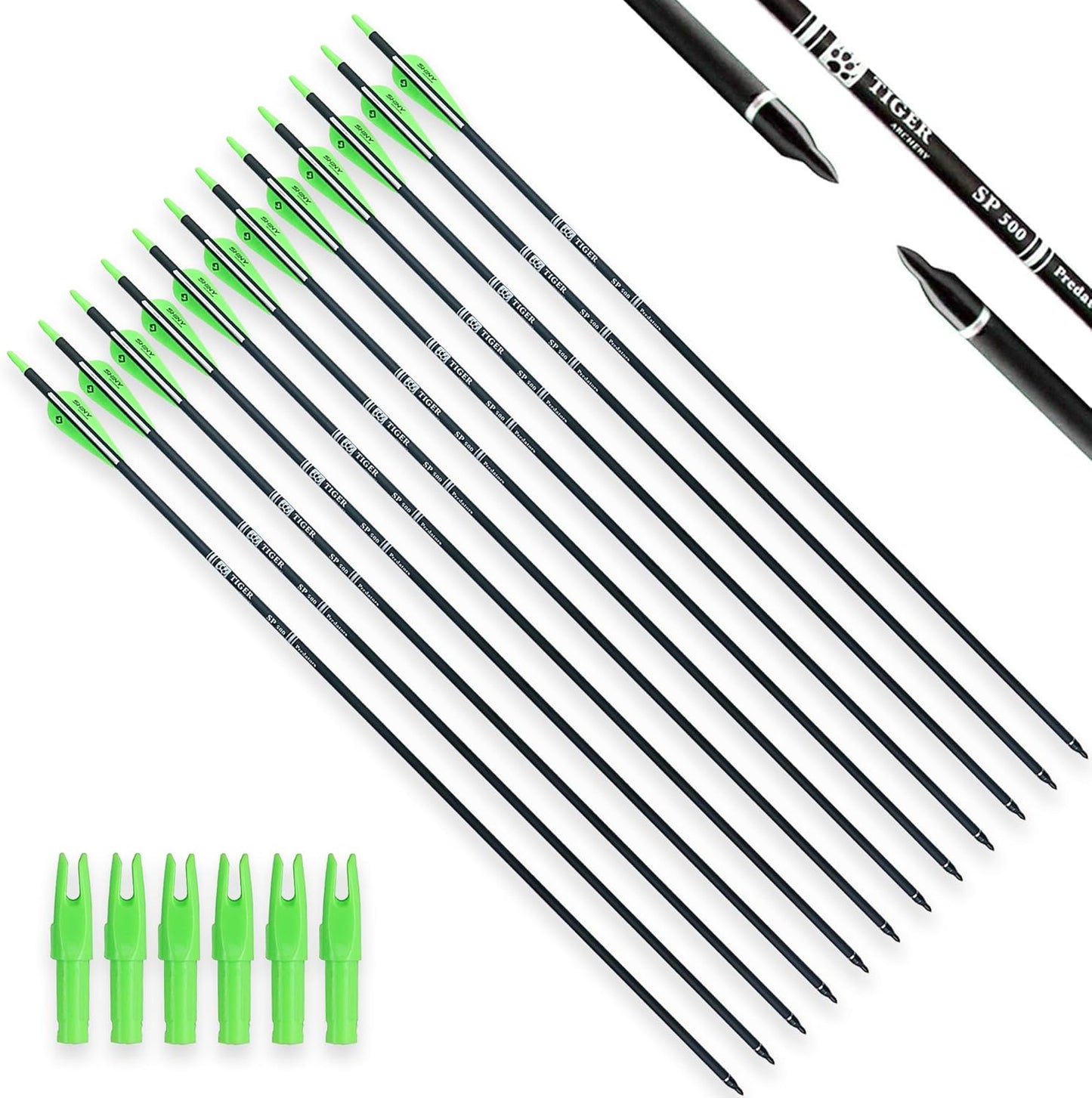 30Inch Carbon Arrow Practice Hunting Arrows with Removable Tips for Compound & Recurve Bow(Pack of 12)