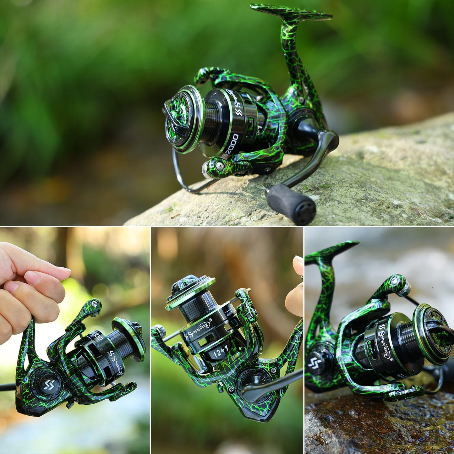 Sougayilang Fishing Reel, Ultralight Spinning Reels with Graphite Frame 5.2:1 High Speed for Saltwater or Freshwater Fishing-B