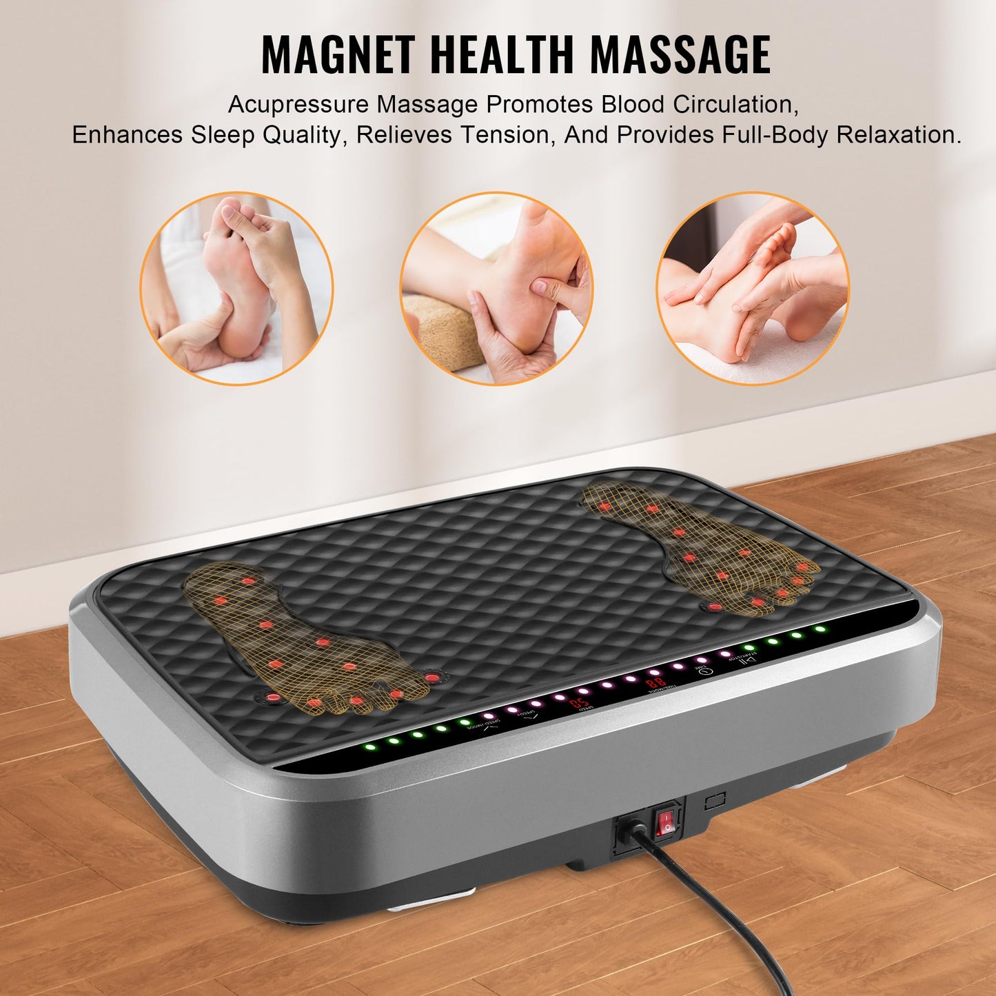 2025 New Vibration Plate Exercise Machine, TAWOM Vibration Plate for Lymphatic Drainage,Whole Body Fitness Platform for Weight Loss,Dynamic Workout Lights,Home Gym Workout for Women & Men - Grey