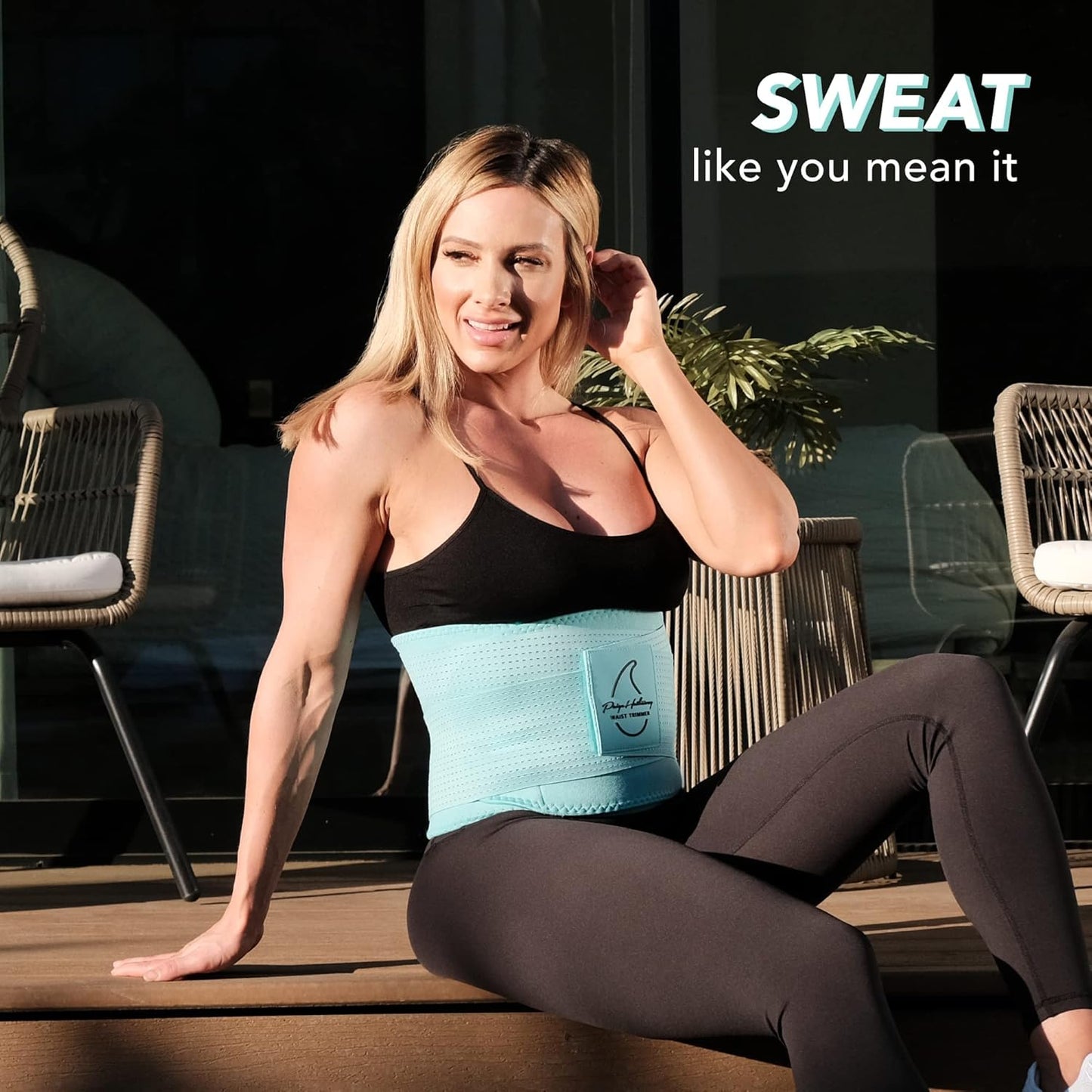 Sports Research® Sweet Sweat Waist Trimmer - Premium Sweat Enhancing Fitness Belt for Women & Men - 5 Adjustable Sizes