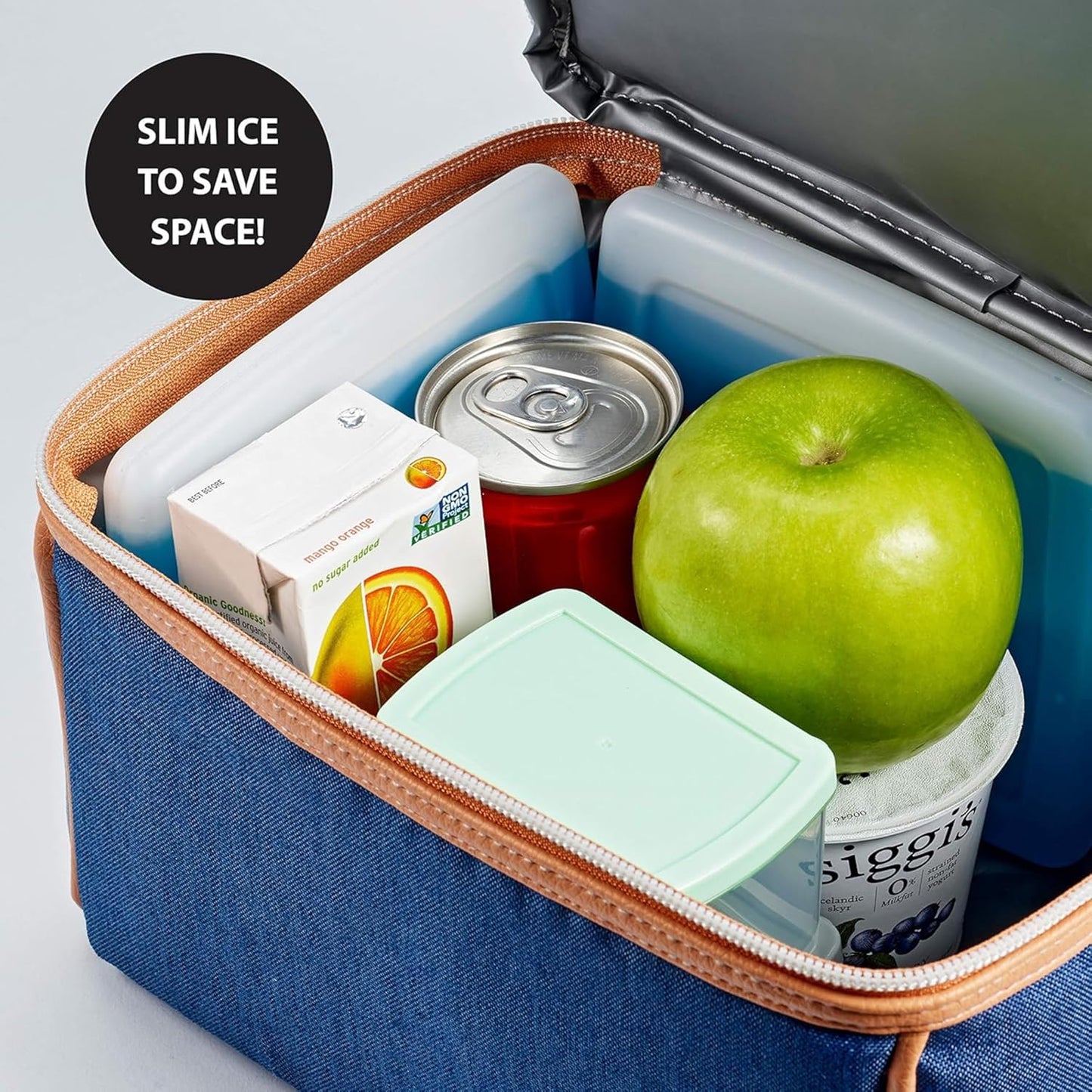 Cool Coolers By Fit & Fresh 4 Pack Slim Ice Packs, Quick Freeze Space Saving Reusable Ice Packs for Lunch Boxes or Coolers, Multi Colored, Single Pack