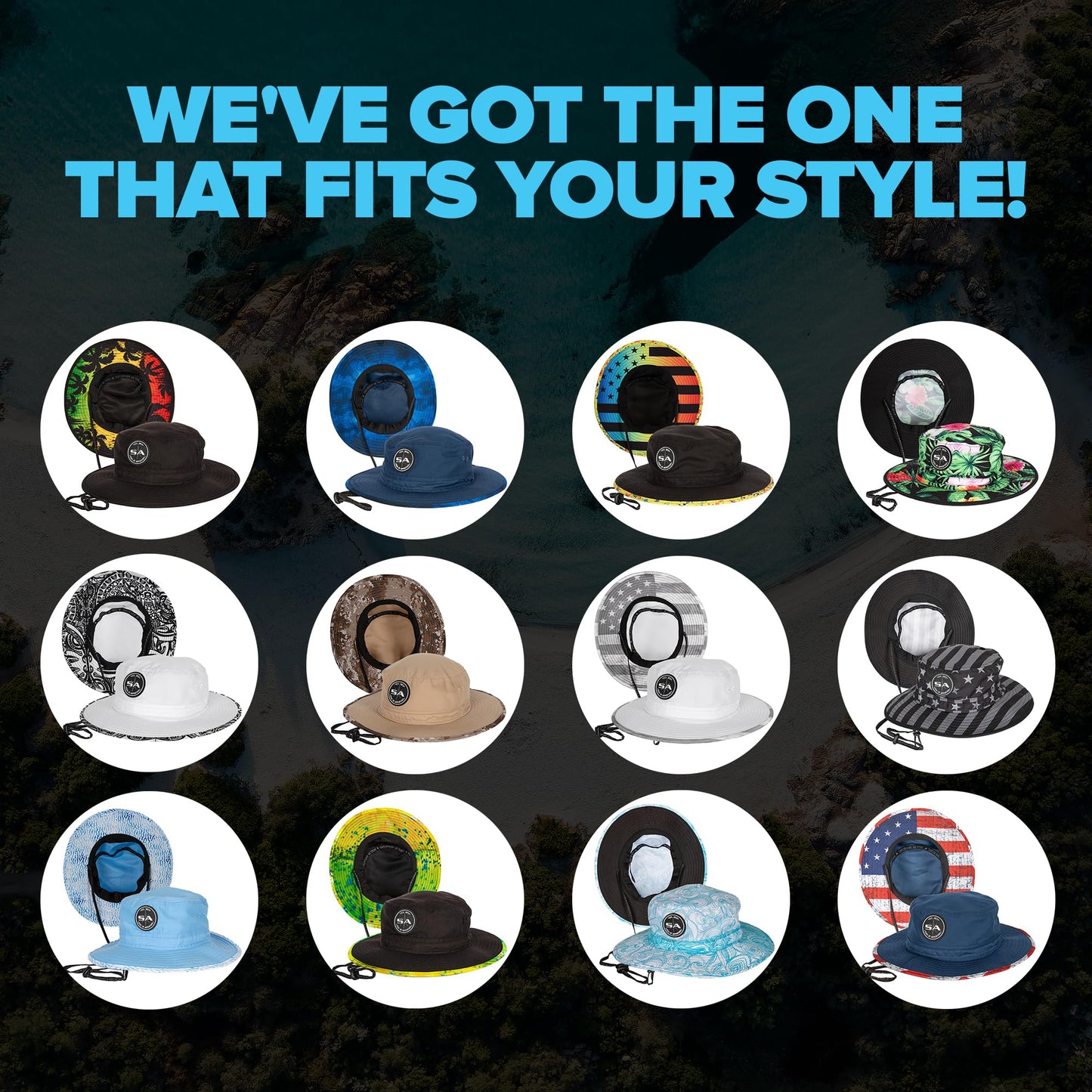 S A Company Bucket Hat | UV 50+ for Adults | Sun Protection with Adjustable Fit, Moisture-Wicking Fabric Black