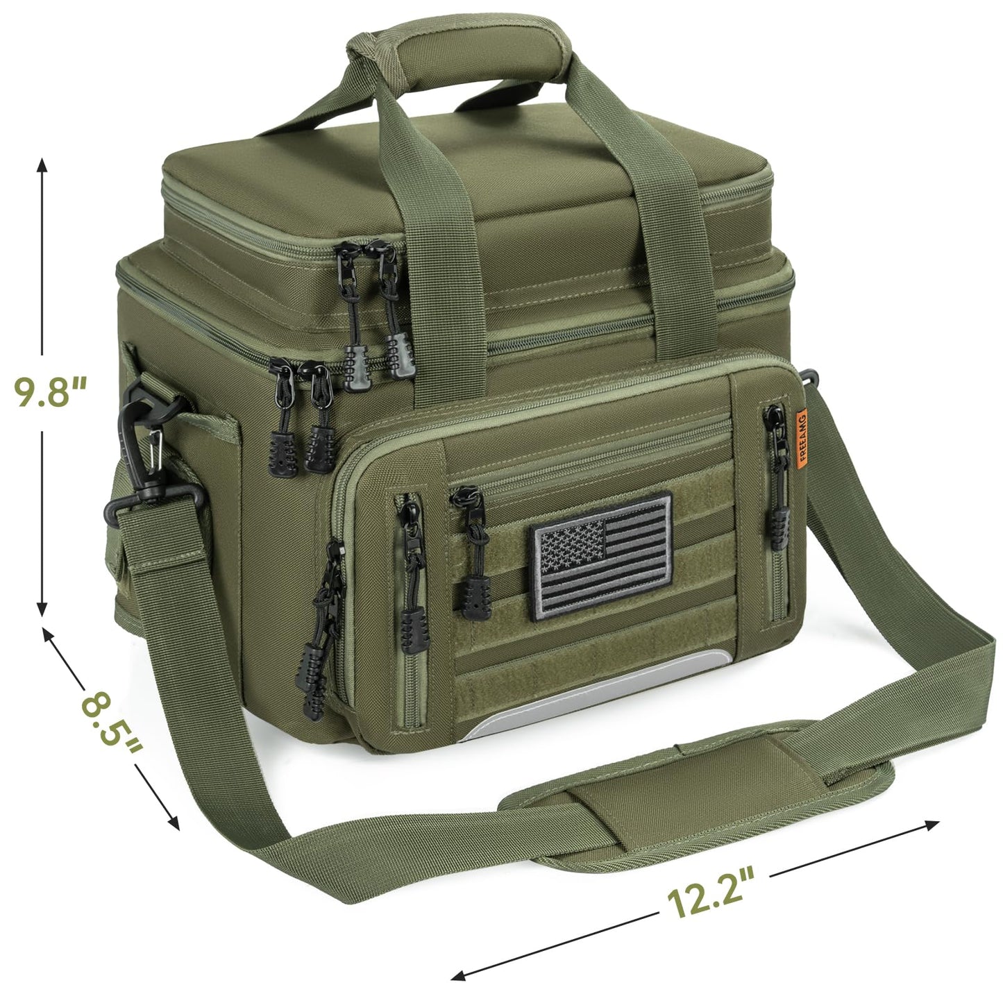 FREEAMG Fishing Tackle Bags - Saltwater & Freshwater Fishing Bag - Padded Shoulder Strap Fishing Bags - Gear Storage for Tackle Box (Green) (Does not come with box)