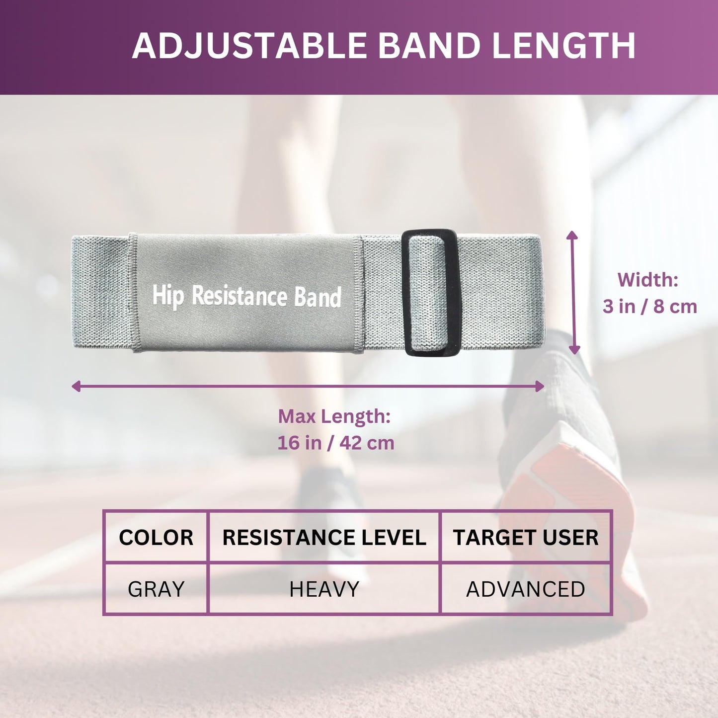 Adjustable Fabric Resistance Bands with Heavy Resistance Levels, Non-Slip Exercise Bands for Men and Women, Perfect Workout Bands for Glutes and Lower Body Training - 1 Pack