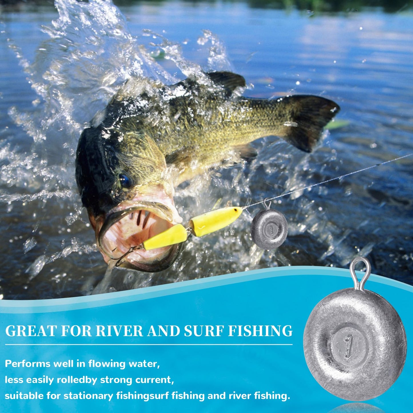24pcs Sinkers Fishing Weights Coin Disc Sinker Fishing Sinkers Weights for Saltwater Trolling Catfishing Weight Sinker Fishing Tackle Gear (A-1oz-24pack)