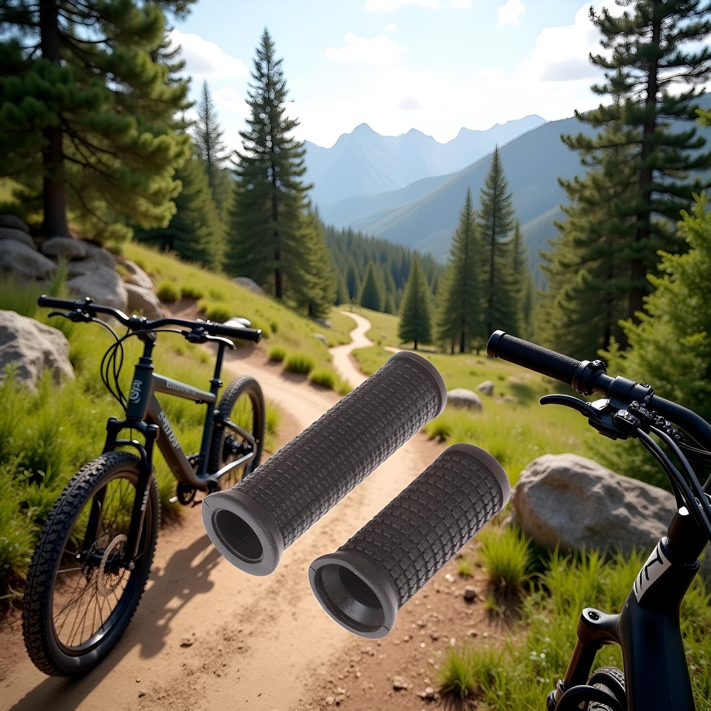 2PCS Bike Long/Short Handlebar Grips for Twising Shifter, Shockproof Anti Slip for MTB Parts, Cycling Parts and Components Anti Slip Soft Rubber Handlebars, Headsets and Stems(Black)