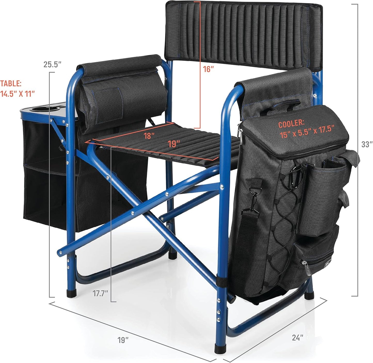 PICNIC TIME NCAA Oklahoma State Cowboys Fusion Camping Chair with Side Table and Soft Cooler - Beach Chair for Adults - Lawn Chair