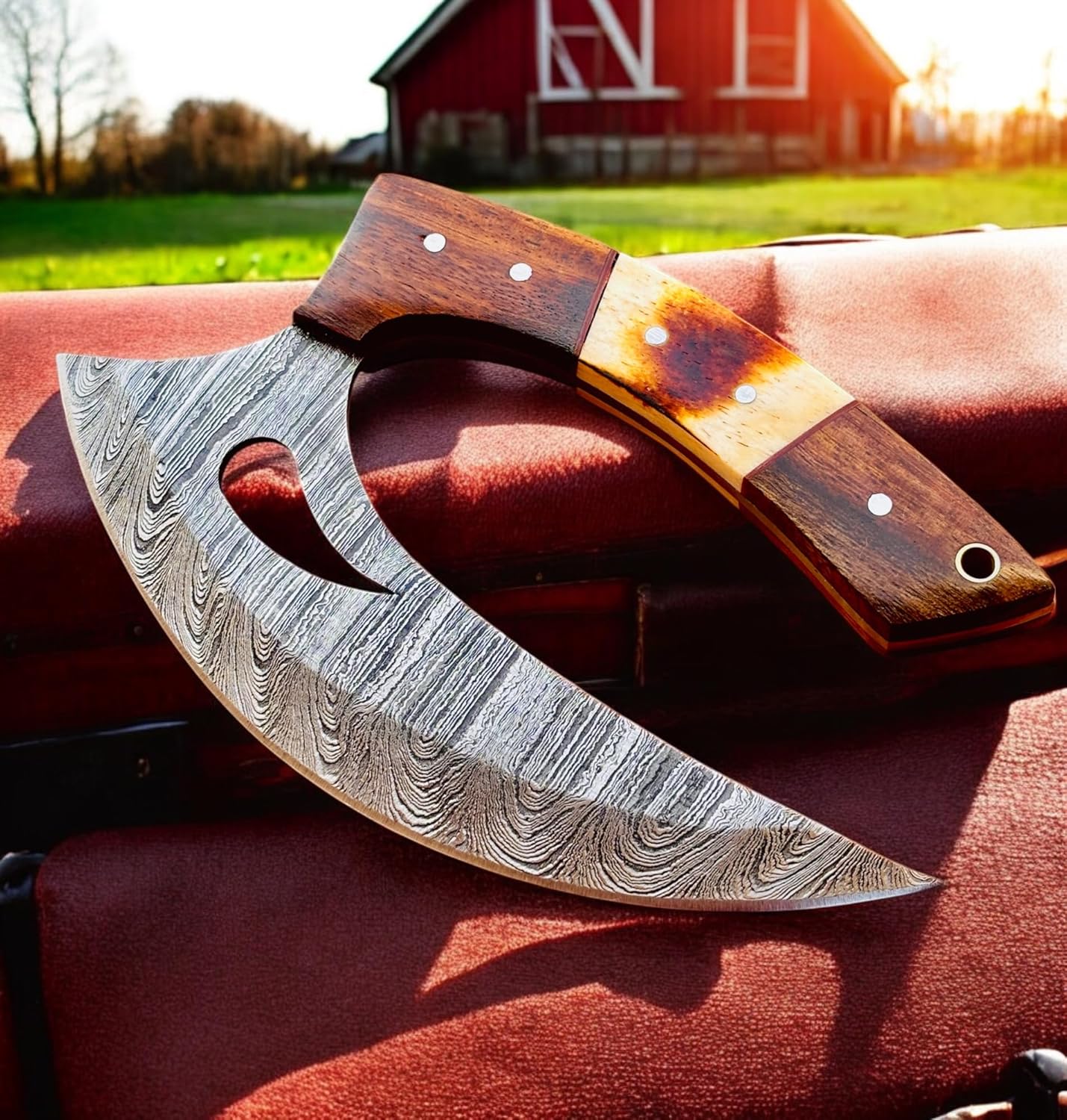 TTC-111 Custom Handmade Ulu kitchen Knife -Wood Handle (TTC-111)