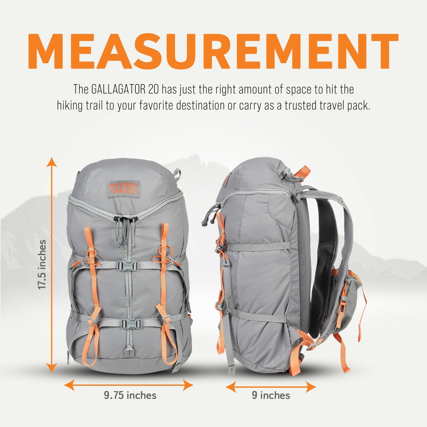 Mystery Ranch Gallagator 20 Backpack – Weather Resistant Travel Bag with Sternum Strap – Gravel, 20L, L/XL