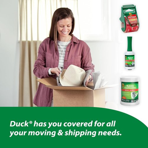 Duck HD Clear Packing Tape with Dispensers - 6 Rolls of Strong Heavy Duty Packing Tape for Shipping and Moving, Boxes and Packaging - 1.88 In. x 22.2 Yards - 1.5" Core - Clear (287732)