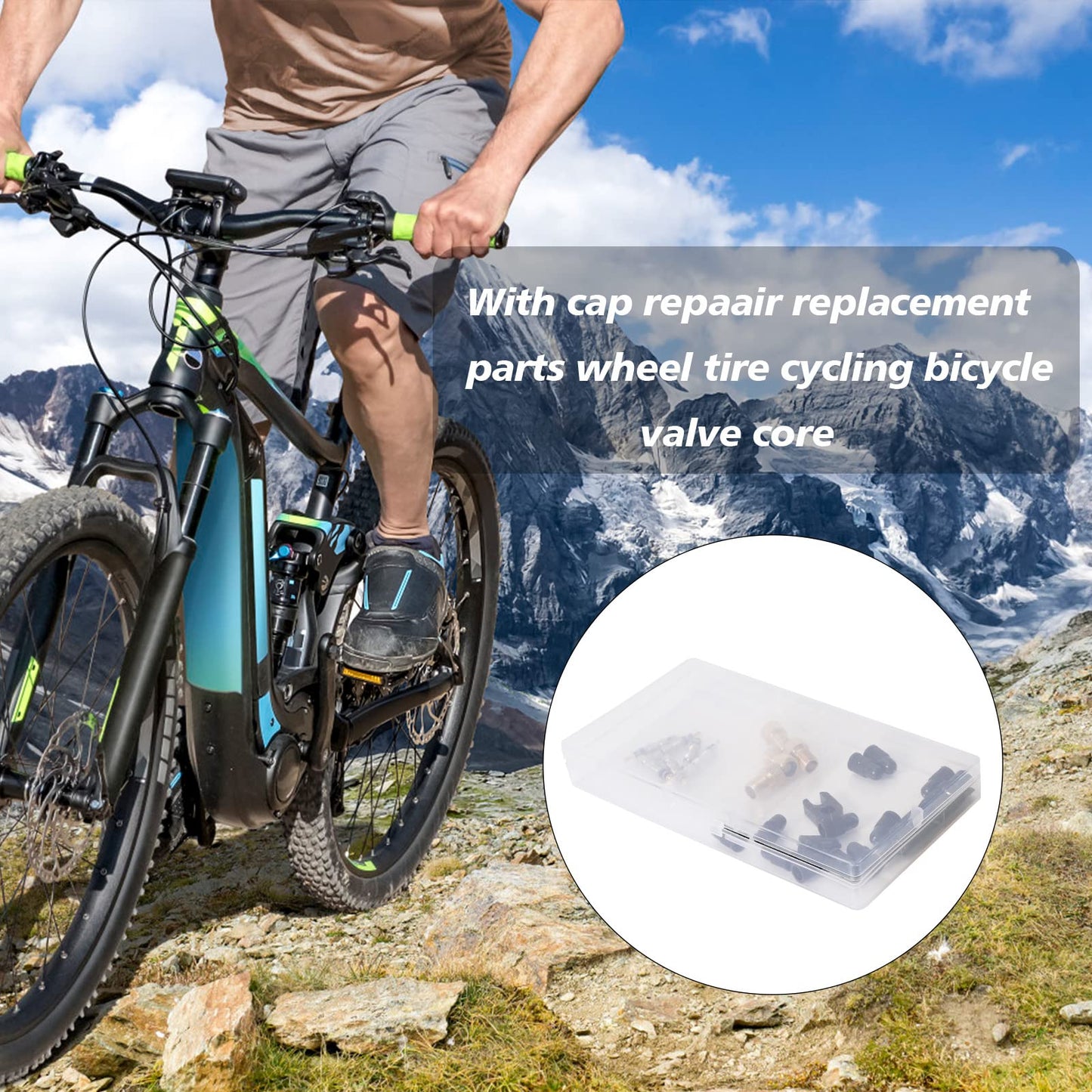 Oumers Bicycle 36PCS Presta Valve Sets, Schrader Adapter, 2-in-1 Presta Valve Core Tool, Portable Storage Box