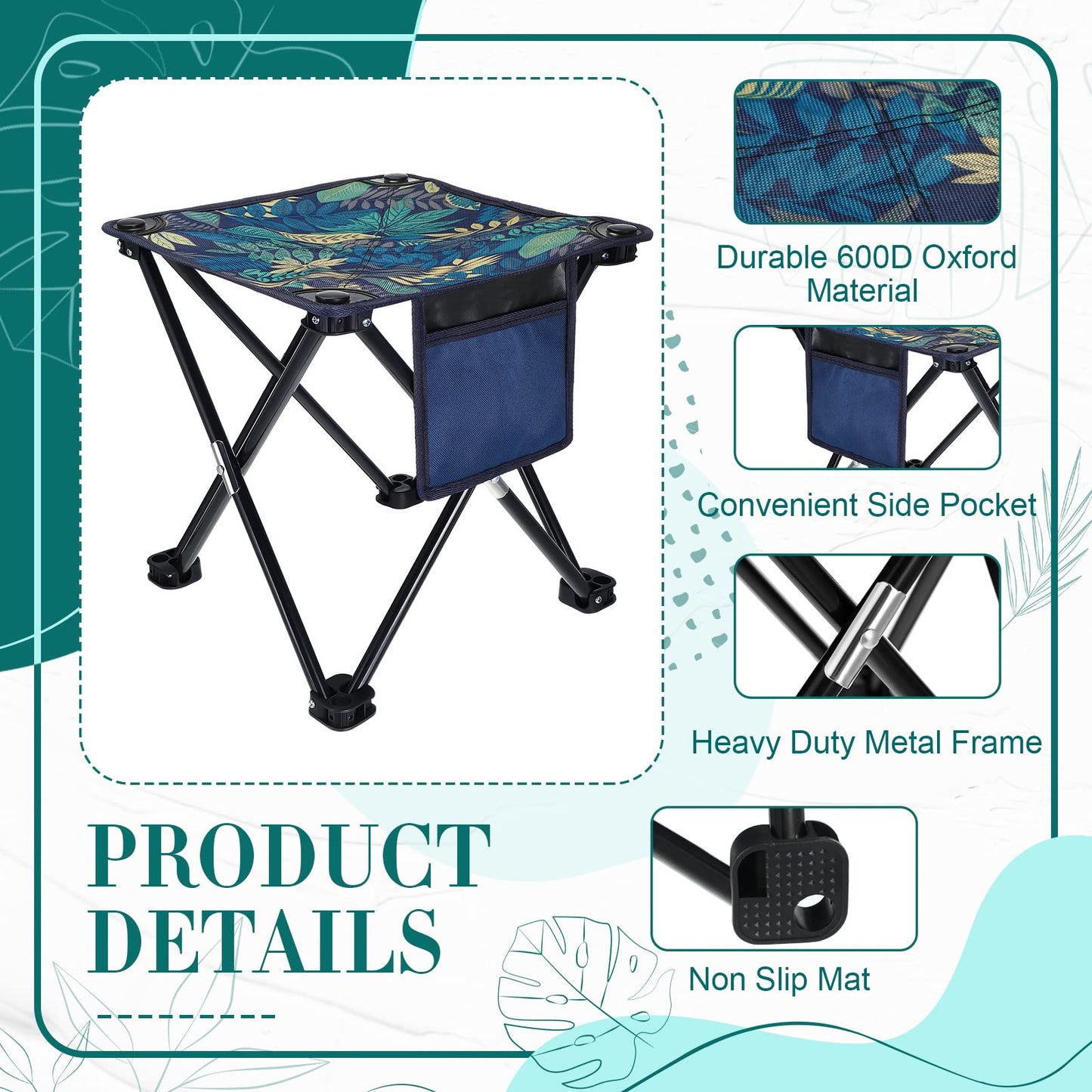 6 Pack Camping Stool, 13 inch Portable Folding Stool with Carry Bag Collapsible Camping Chair 400 Lbs Compact Stool Seat for Camping Fishing Hiking Gardening Walking Travelling Outdoor Activities