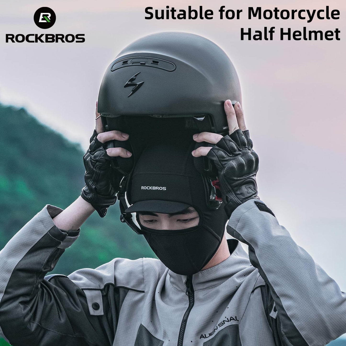 ROCKBROS Balaclava Face Mask, Summer Cooling Neck Gaiter Cycling Cap, UV Protector Motorcycle Scarf for Men/Women Black