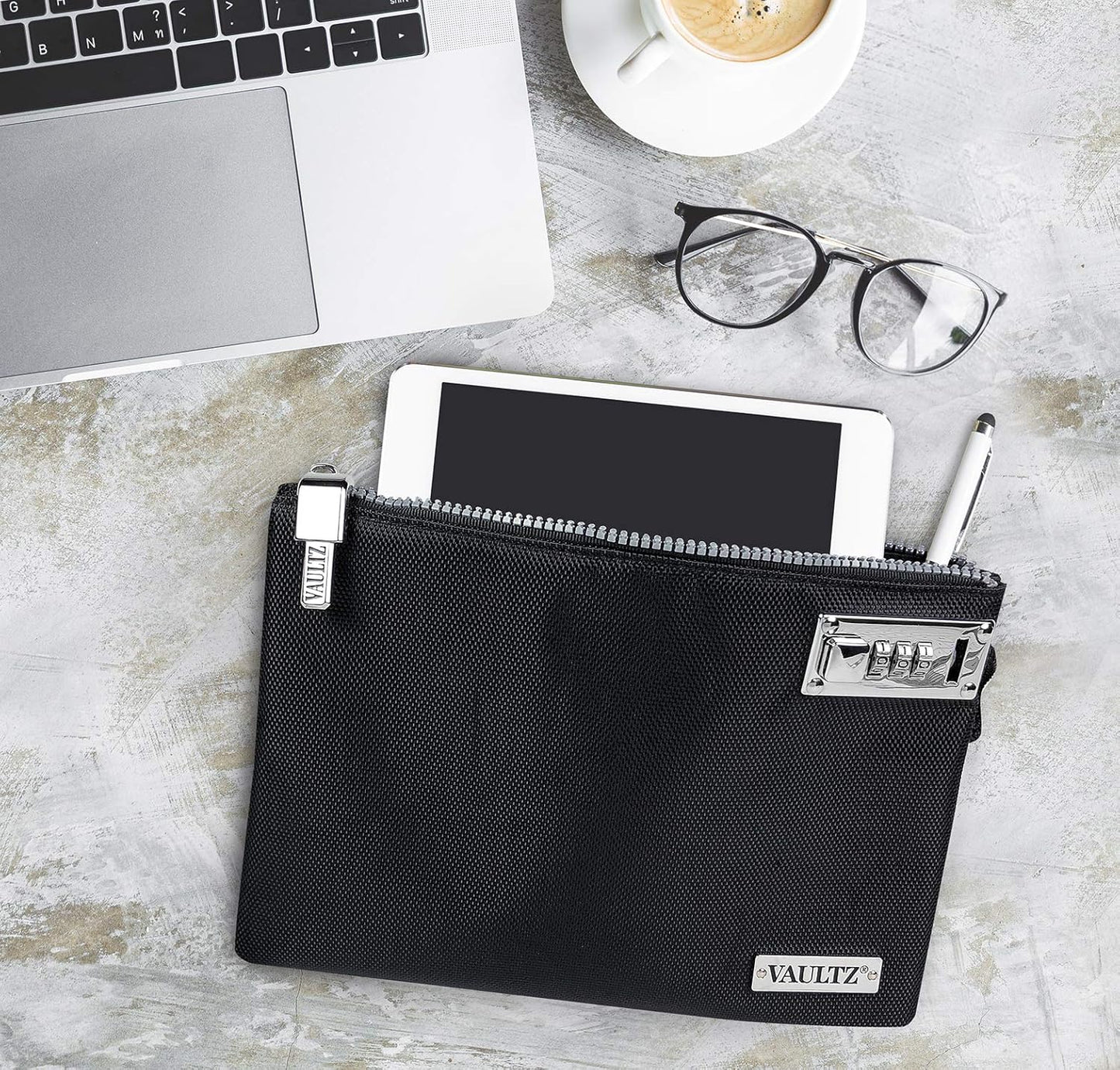 Vaultz Money Bag with Lock - 5 x 7 Inch, Men & Women's Locking Accessories Pouch for Cash, Bank Deposits, Wallet, Medicine, Phone and Credit Cards - BERRY