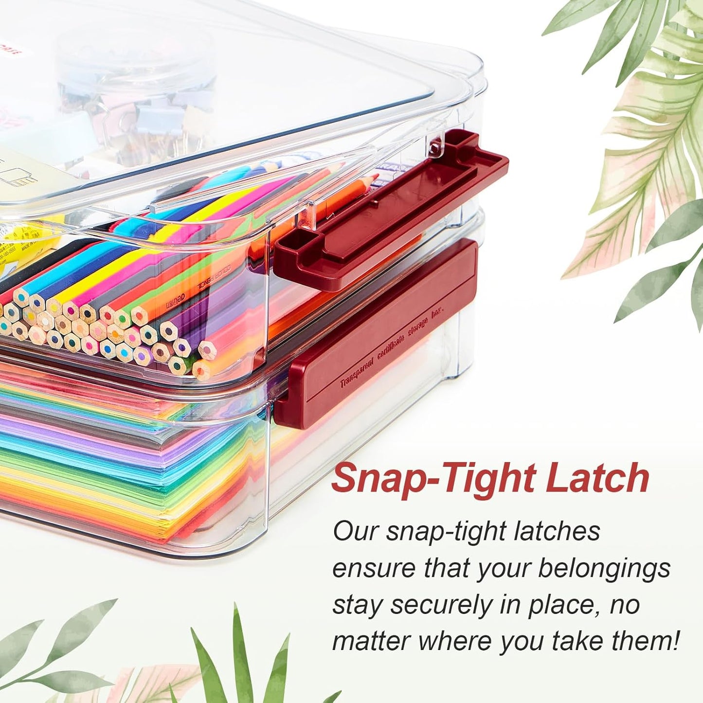 2 Pcs 5.5qt 9 x 13 Plastic Portable Project Case With Snap-Tight Latch Clear Stackable Storage Box With Lids Organizer Container For A4 File Photo Documents Scrapbook Craft Art Supplies
