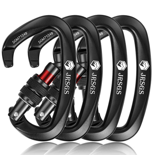 JRSGS 25KN Locking Climbing Carabiner Clips, UlAA Certified Rockclimbing Carabiner,Heavy Duty Carabiners Equipment,Large SizeCarabiner for Climbing, Rappelling,Hunting and Rescue