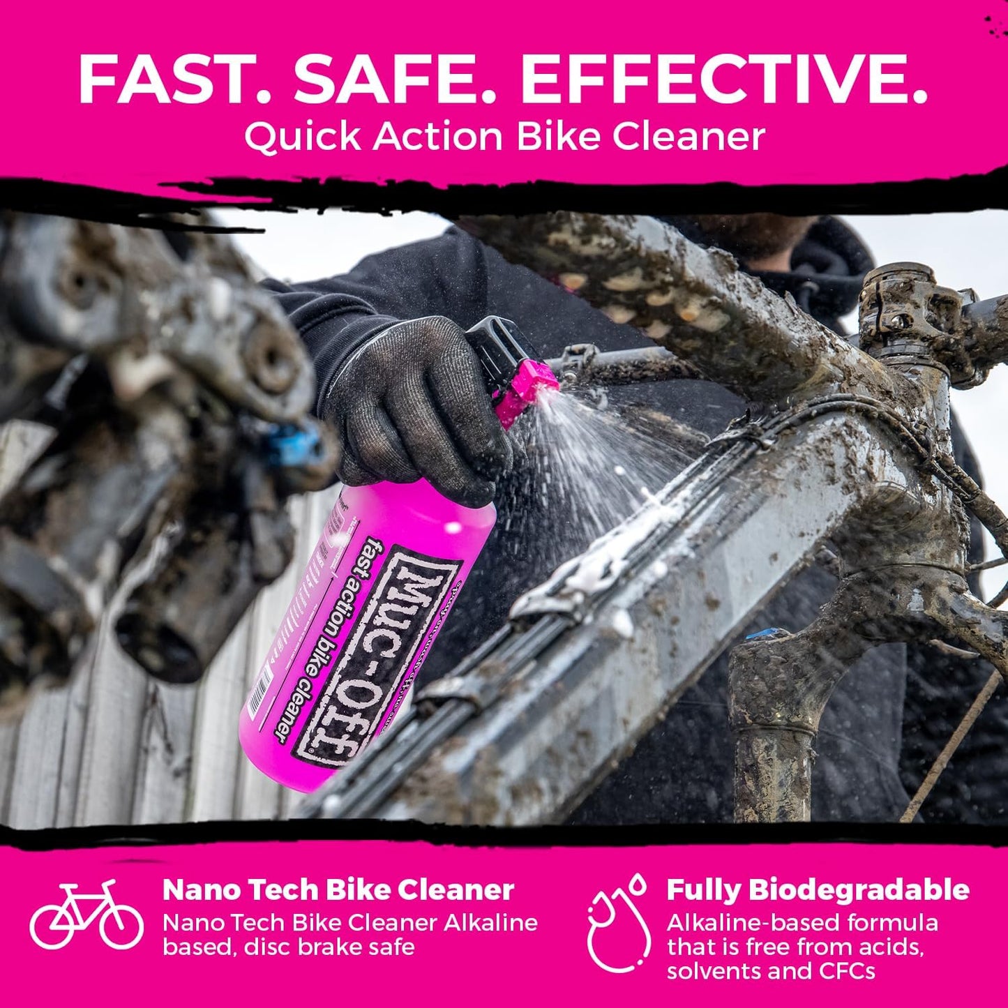 Muc-Off Nano Tech Bike Cleaner 1L | Biodegradable Formula, Safe on Carbon Fibre and All Surfaces | Breaks Down Dirt on a Molecular Level