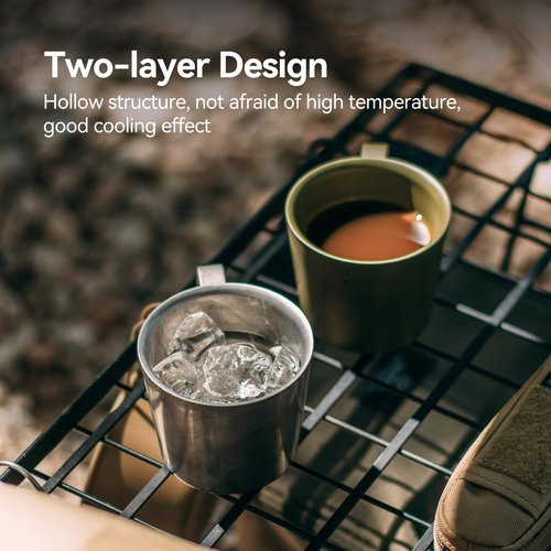 Thous Winds Coffee Mug, Double Walled Camping Cup, Stainless Steel Mug with Handle, 250ml