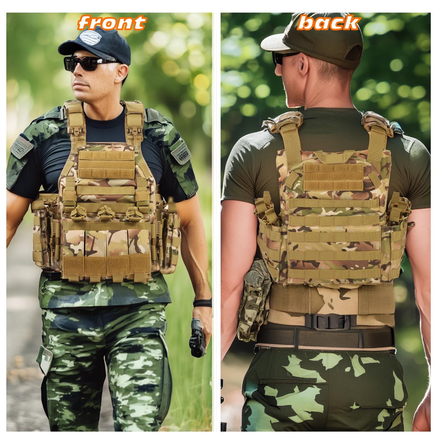 KESONS Quick Release Tactical Vest Adjustable Lightweight Breathable Weighted Vest for Training Outdoor Activities 1000D CP