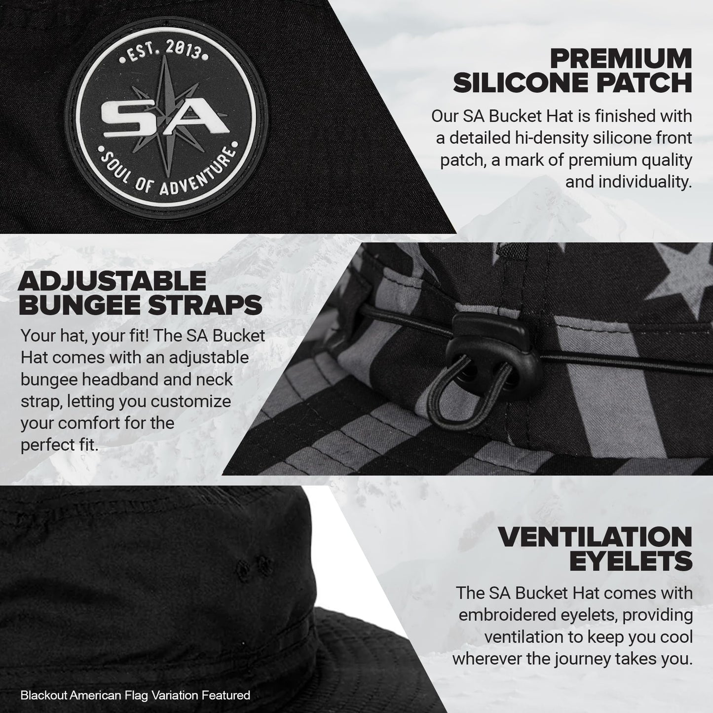 S A Company Bucket Hat | UV 50+ for Adults | Sun Protection with Adjustable Fit, Moisture-Wicking Fabric Black
