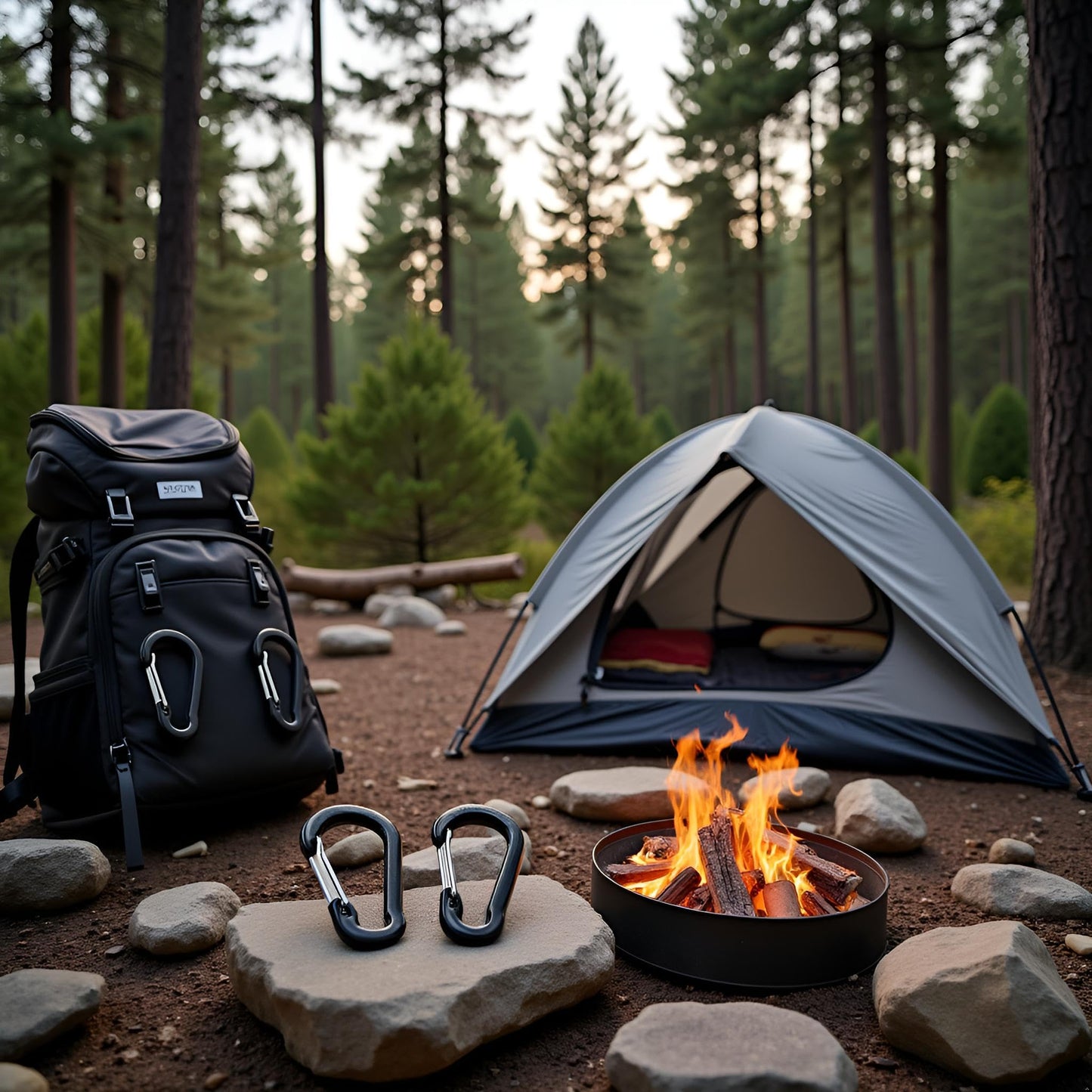 6Pcs Black Carabiner Clips Heavy Duty Bright Buckles Gourd Shape for Camping Accessory and Keychain Carabiners