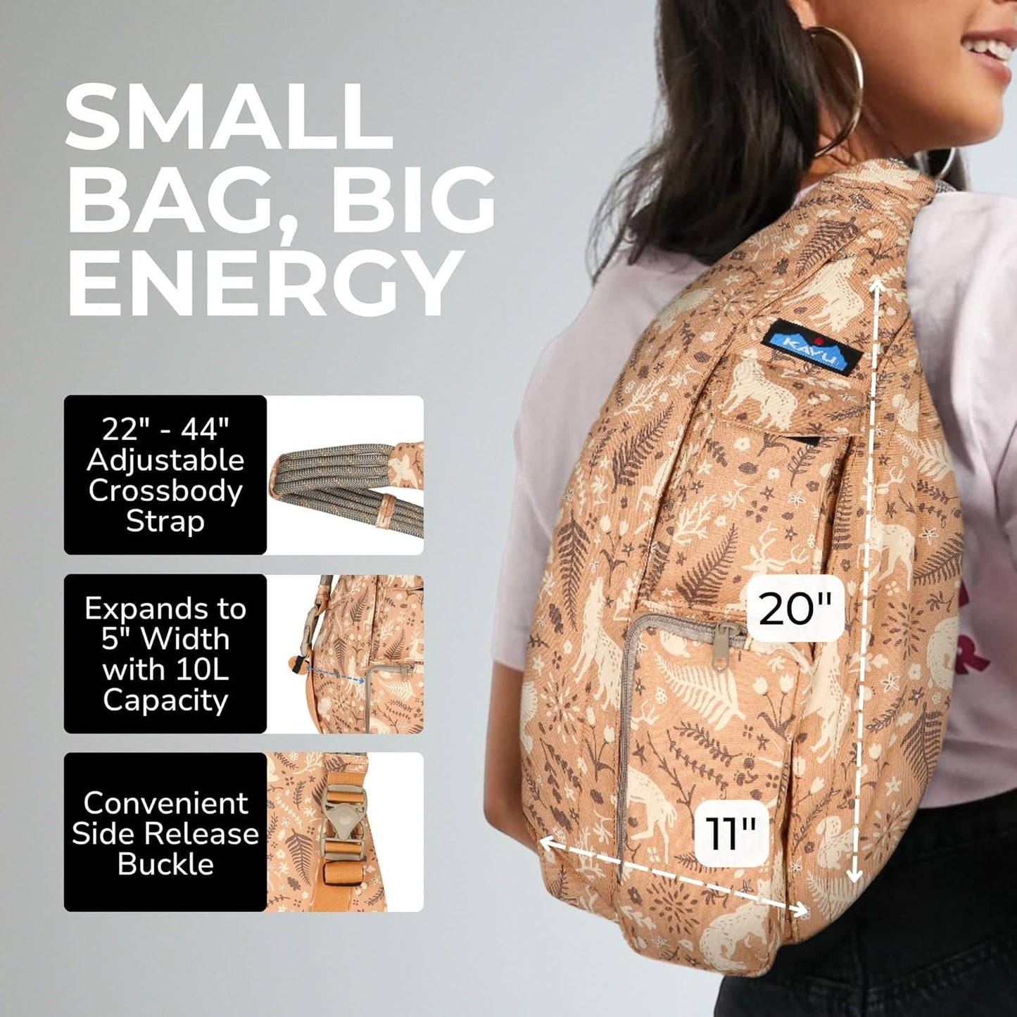 KAVU Rope Bag - Sling Pack for Hiking, Camping, and Commuting