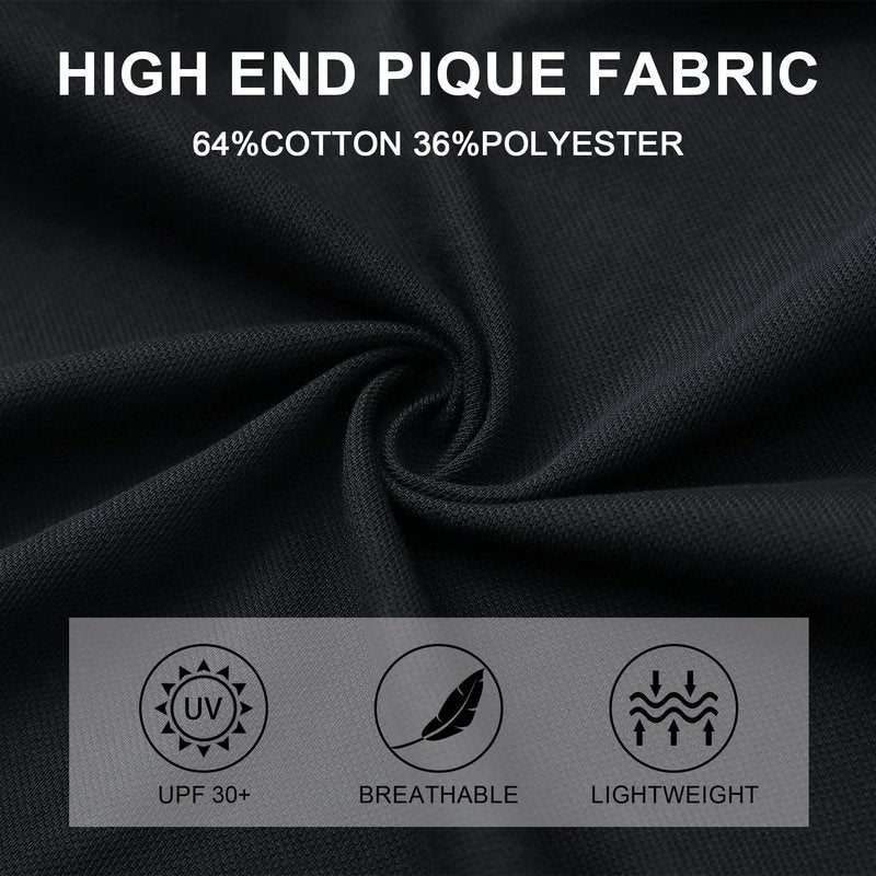 M MAELREG Mens Short Sleeve Button Down Shirt Pique Performence Business Cotton Blend Casual Fitted Shirt for Men Black