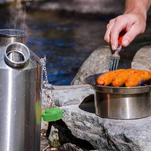 Kelly Kettle Base Camp Stainless Steel Basic Kit 54 oz.(1.6 LTR) Large Stainless Steel Camp Kettle, Lightweight Camping Kettle with Whistle, Camp Stove for Fishing, Hunting, Hiking, Survival Gear