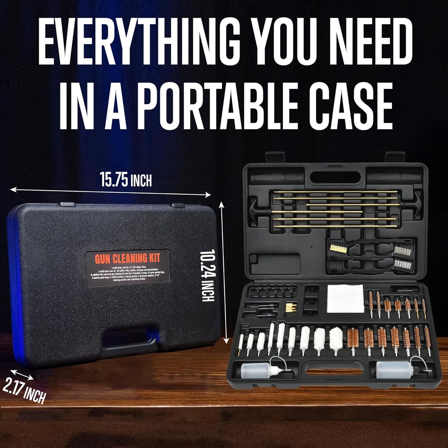 GLORYFIRE Gun Cleaning Kit Universal for Guns, Gun Brushes for Pistol, Handgun, Shotgun, Elite Brass Rods and Wire Rope, Hunting Gear Gun Accessories for Men