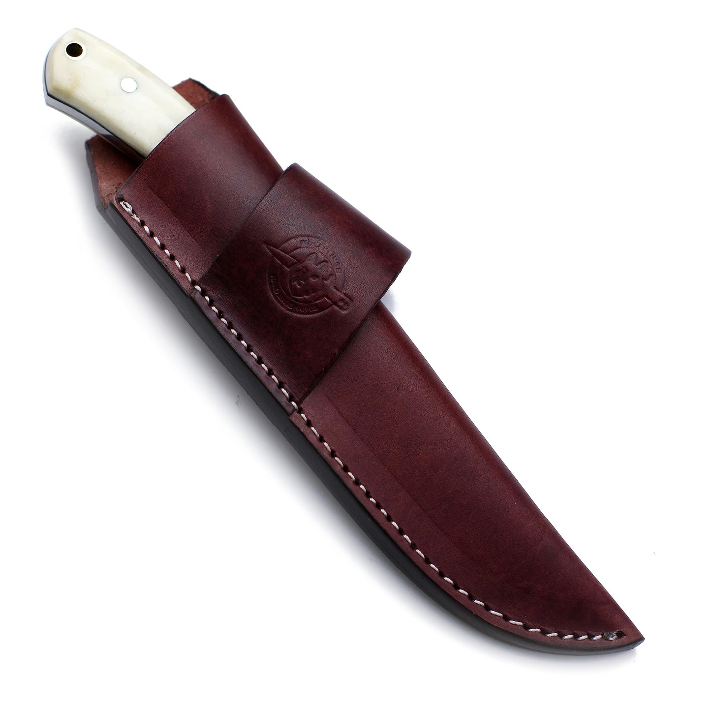 WolfKlinge Handmade Damascus Steel Knife Bowie for Hunting,Survival,Camping,Bushcrafting and Fishing Fixed Blade Dagger with Drop point Full Tang Micarta Handle-Cowhide-Leather Sheath - WKD-793