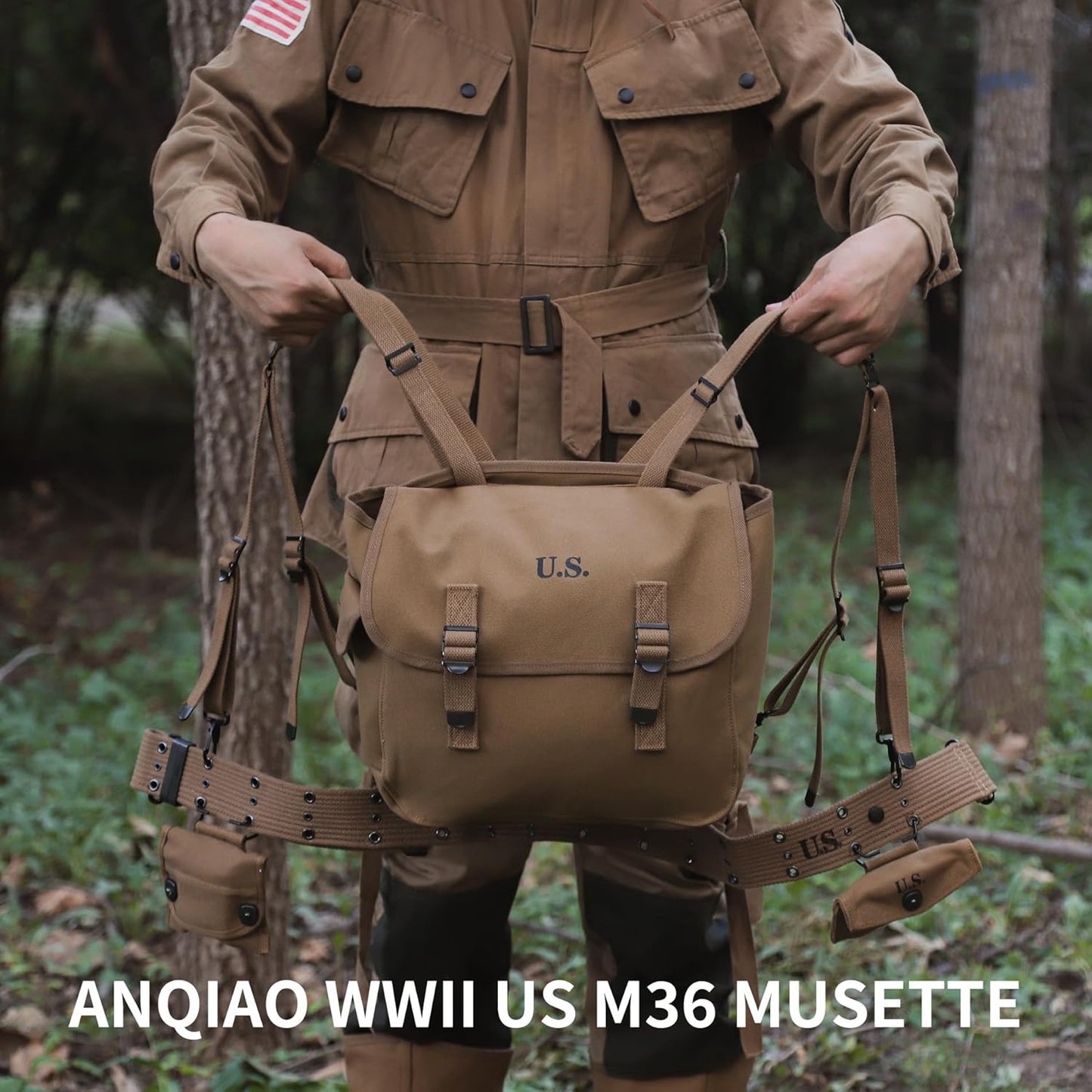 WWII WW2 US M36 Haversack Musette Field Bag Military Back Pack Canvas Khaki