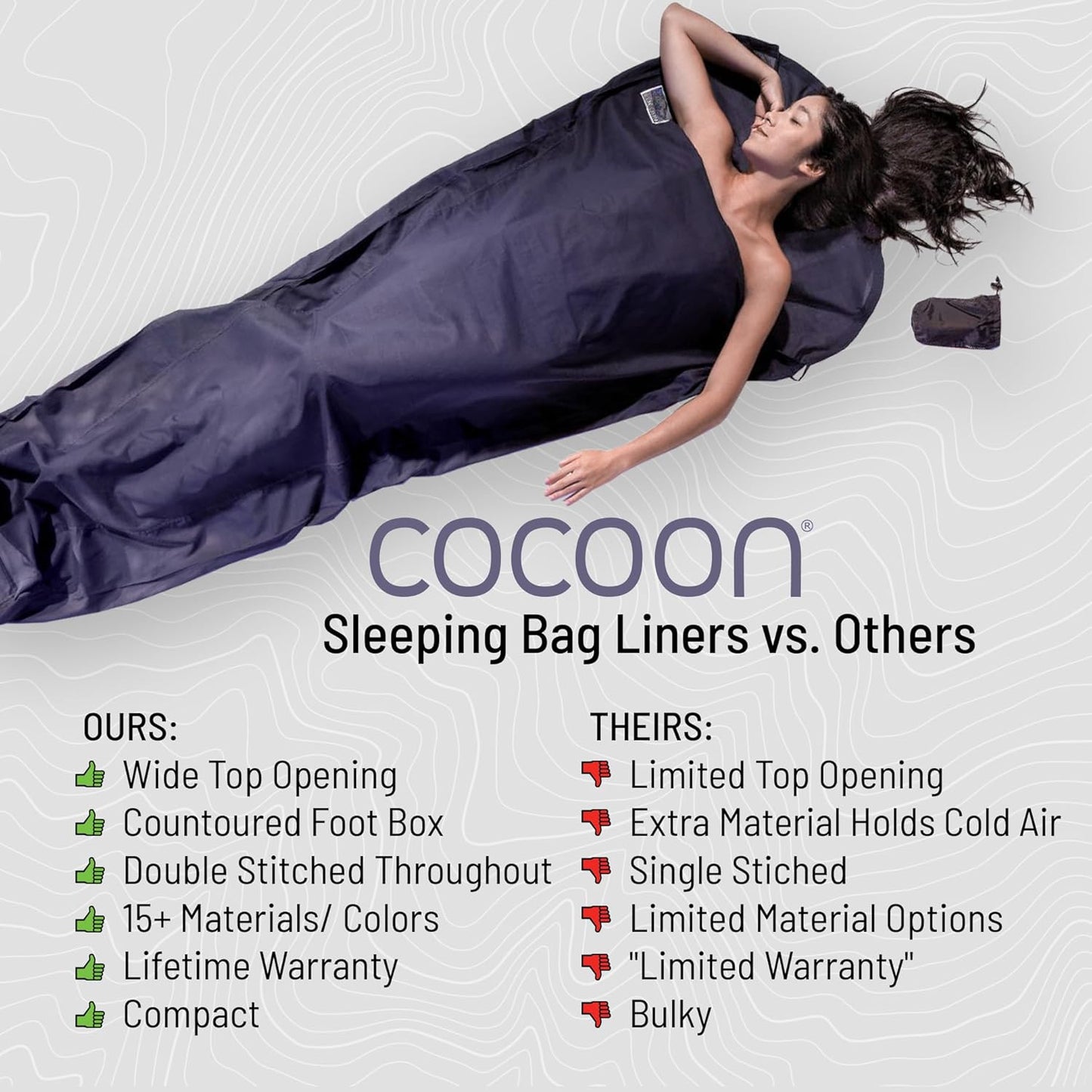 COCOON - Premium - Womens Egyptian Cotton MummyLiner - Tuareg Blue