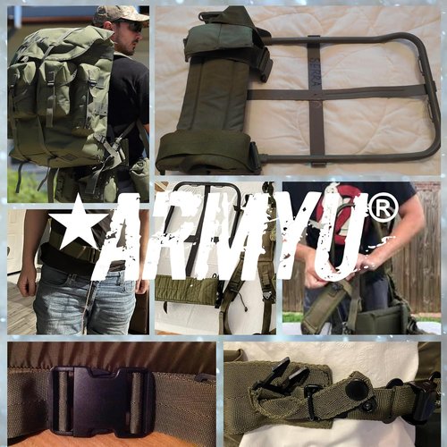 Army Universe Black Military Alice Pack Frame - Enhanced Army Hiking Gear with Adjustable Olive Drab Suspender Straps & Quick Release LC-1 Kidney Pad - Proton Pack