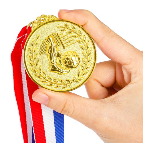 Nicunom 24 Pack Soccer Award Medals, Gold Award Medals Winner Medal Gold Prizes Team Participation Trophies for Adults Kids Sports Soccer Games, Soccer Party Favors, 2In