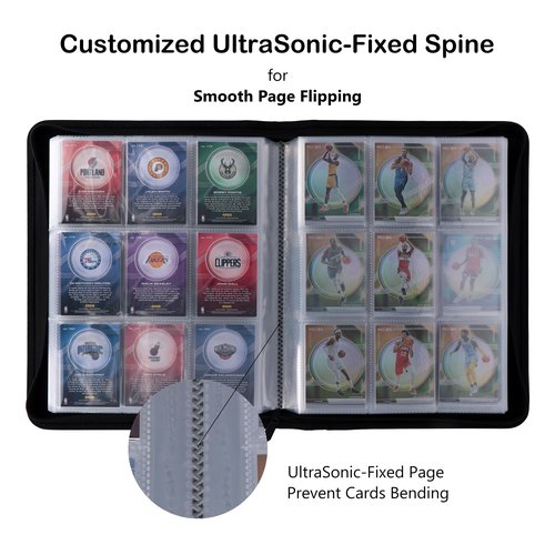 Rayvol Card Binder for 55PT Sports Cards, 9 Pocket Fit 360 Cards, Ringless Trading Card Album - Includes 40 Clear Pages for TCG
