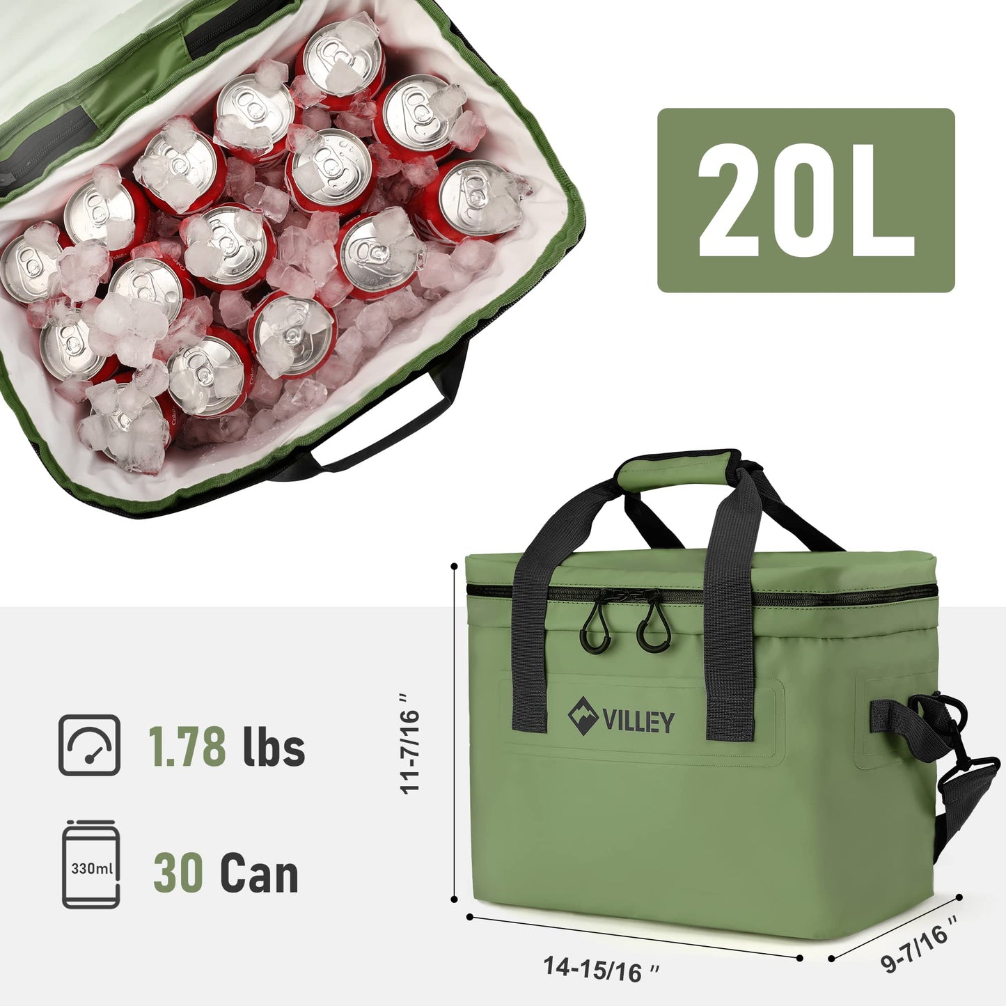 VILLEY Portable Camping Picnic Table and 30 Cans Cooler Bag