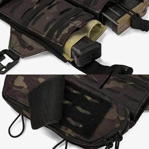 VIKTOS Taculus MX Tactical Versatile Durable Adjustable Waterproof Elastic Webbing EDC Vest Chest Rig with Belly Pouch, Multicam Black
