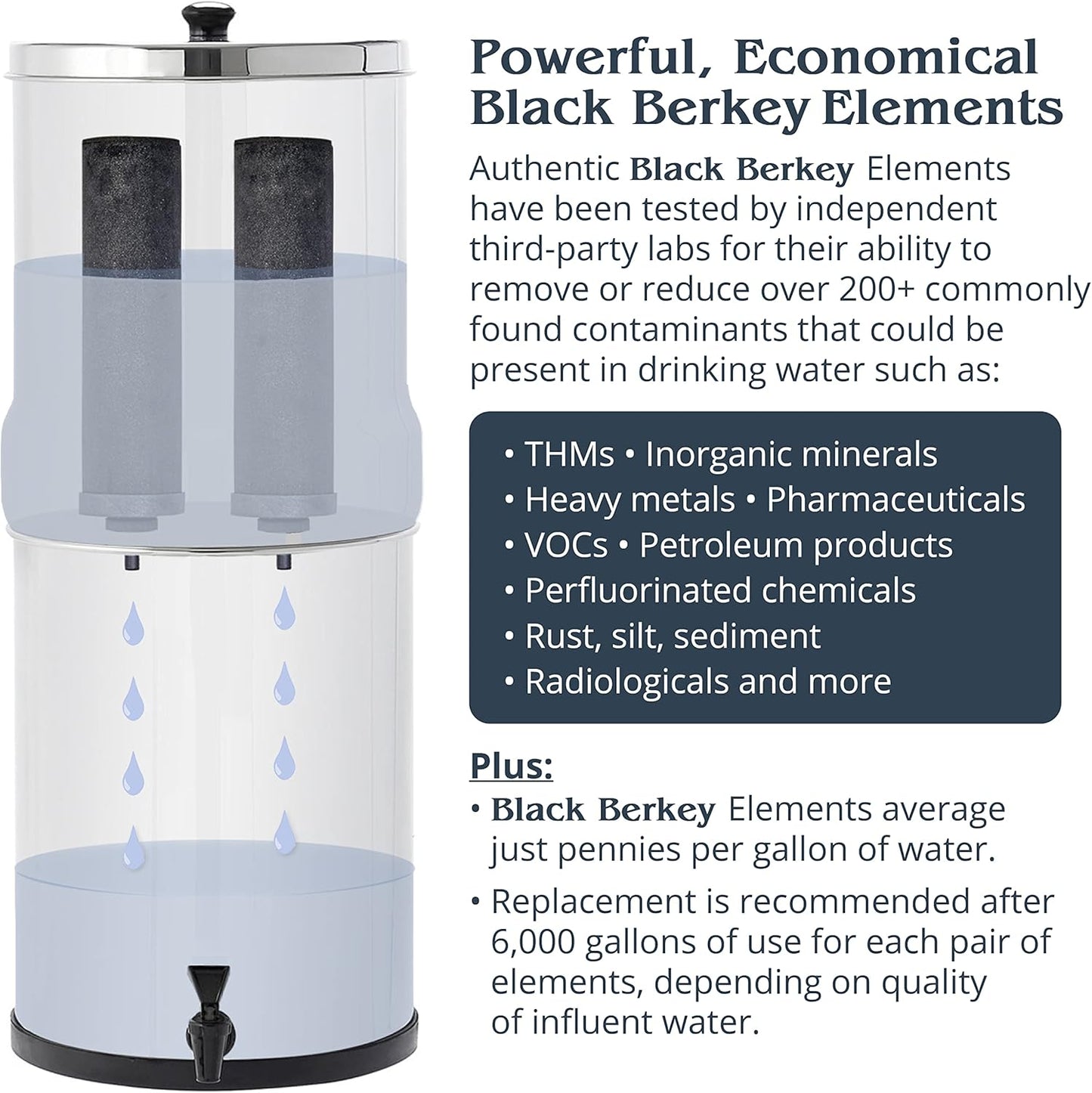 Go Berkey Water Filter Kit with 1 Qt. Berkey Gravity Fed Water Filter System, Sport Berkey Bottle and Black Berkey Primer