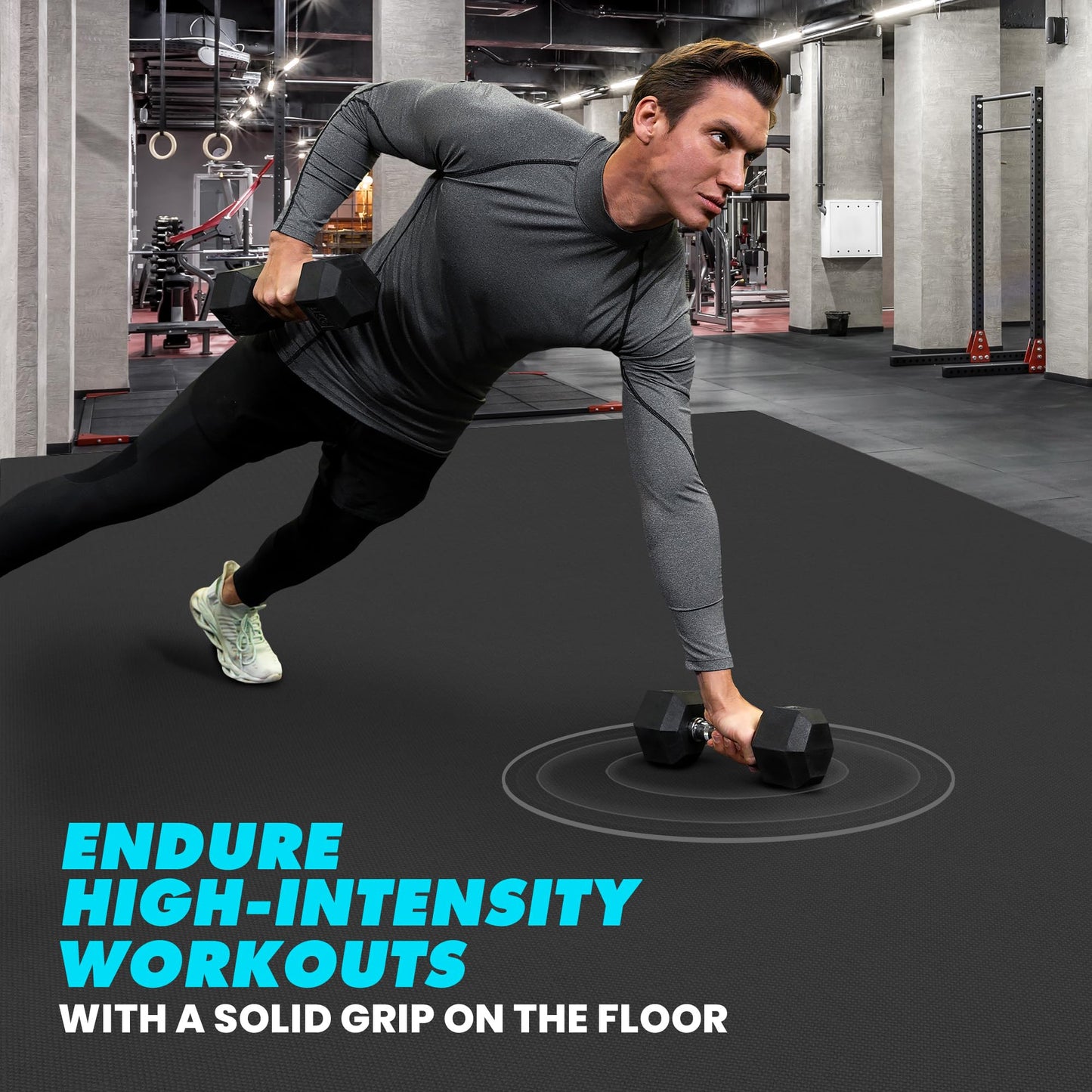 13'x6' Non Slip Extra Large Exercise Mat XL Mats For Home Workout Cardio Fitness Home Gym Mat Non-Toxic Thick Exercise Floor Mats