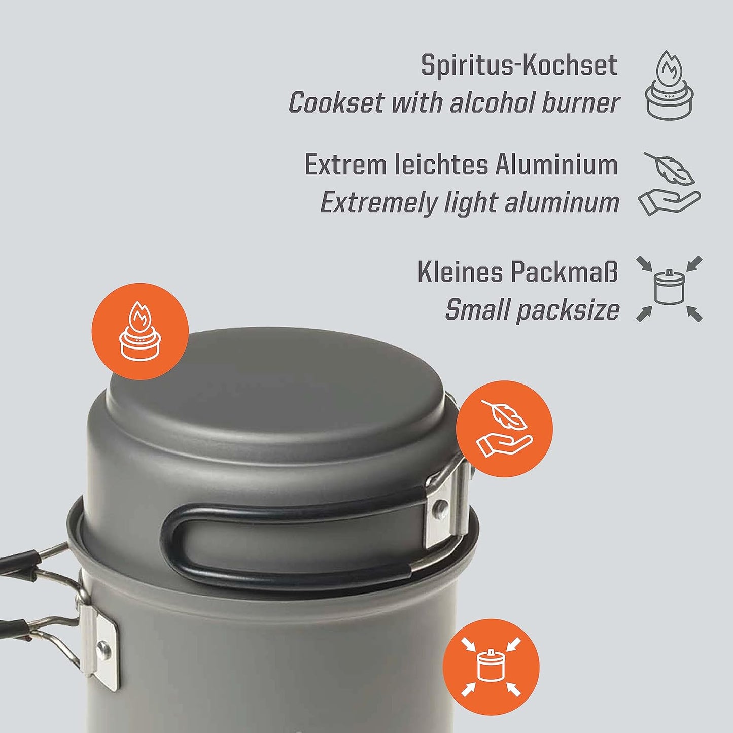 Esbit CS985HA 5-Piece Lightweight Trekking Cook Set with Brass Alcohol Burner Stove