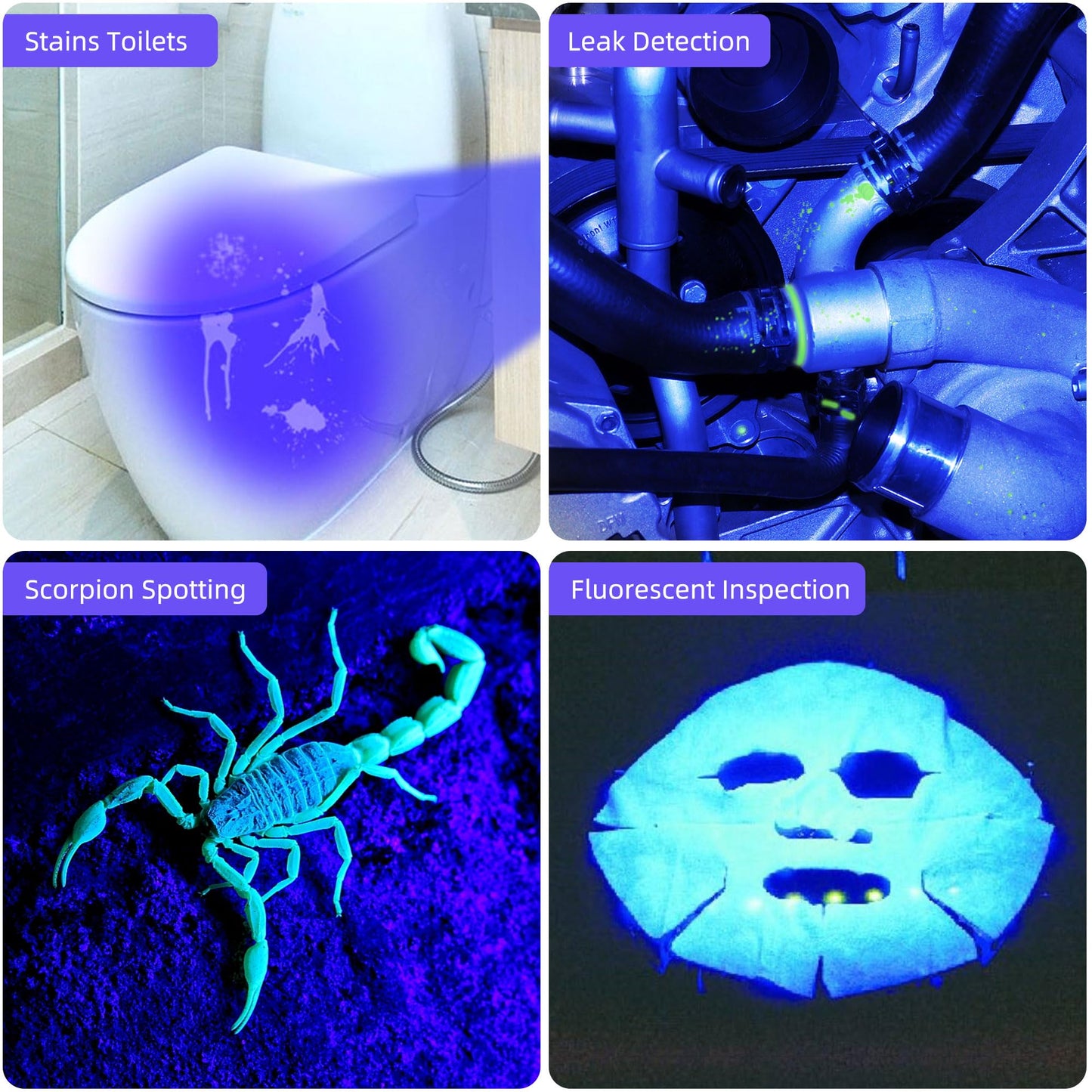 DARKBEAM UV Flashlight 365nm Black Light, Mini & Powerful Woods Lamp USB -C LED Rechargeable, Blacklight Flashlights Portable Pet Cat Urine Detector - Rock, Fluorescent Detection, Resin Curing