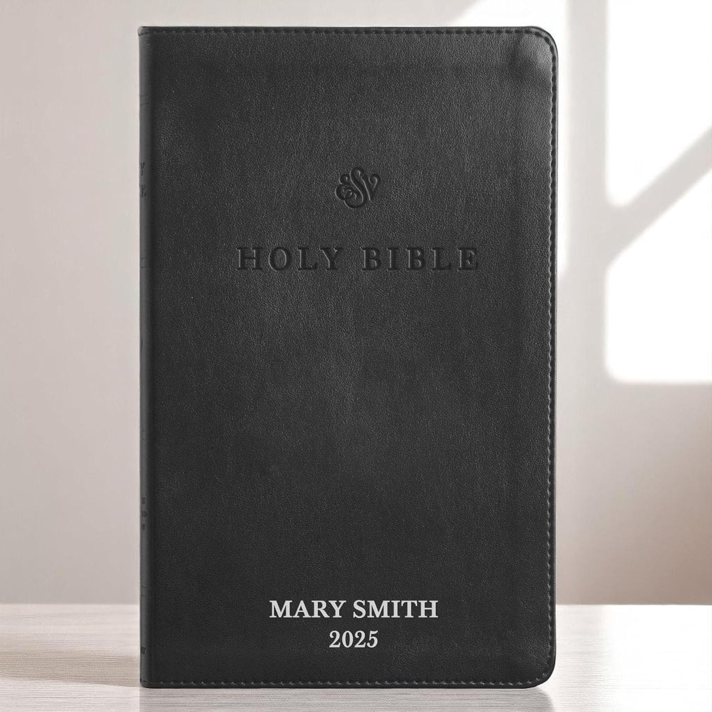 Custom Personalized Pink ESV Bible | Small Text | Blush Pink Engraved Name | Faux Leather Premium Church Bible | English Standard Version Translation with Lay Flat Design